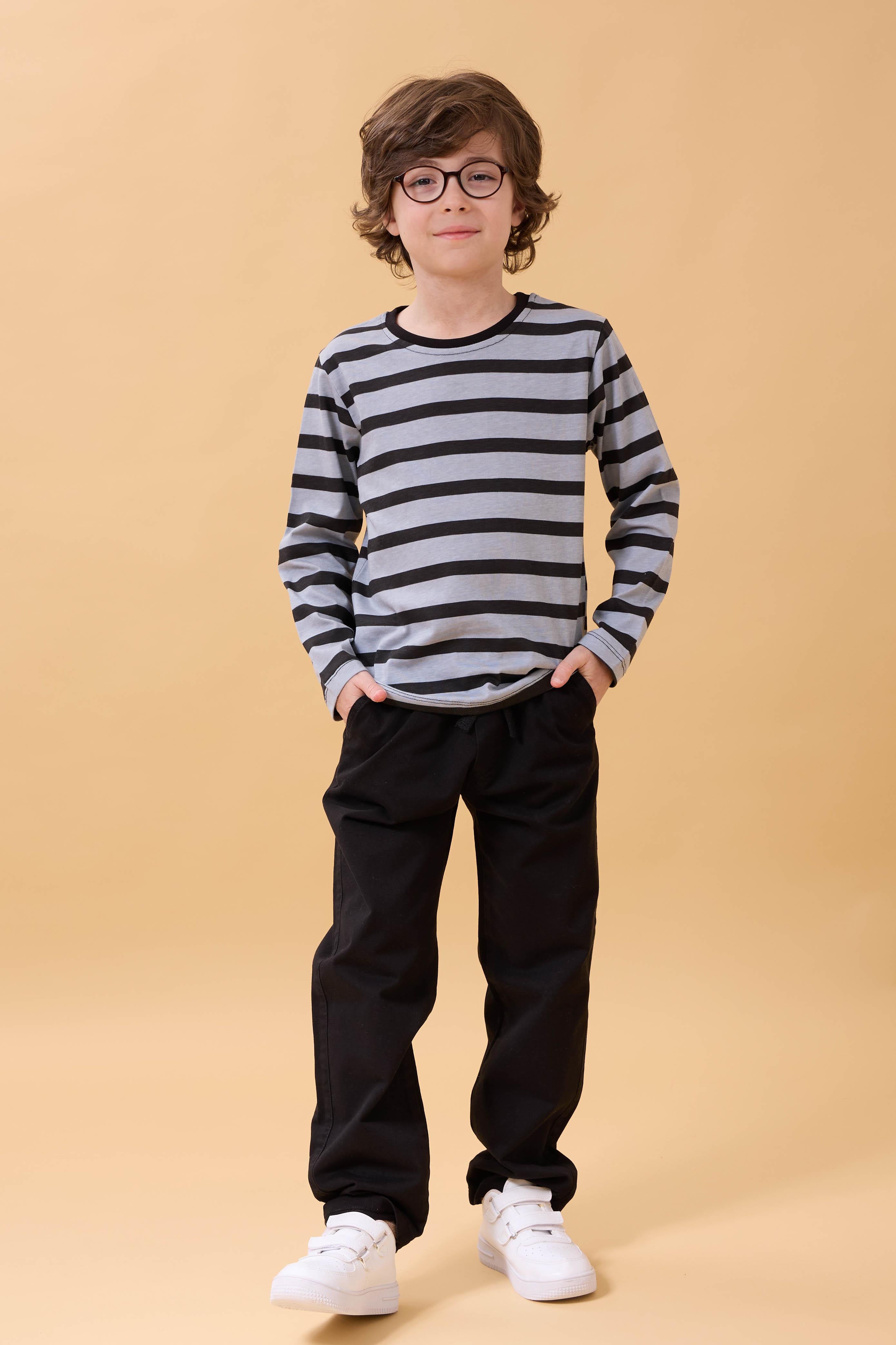 Erkek Çocuk Pamuklu Gabardin Jogger Pantolon Siyah