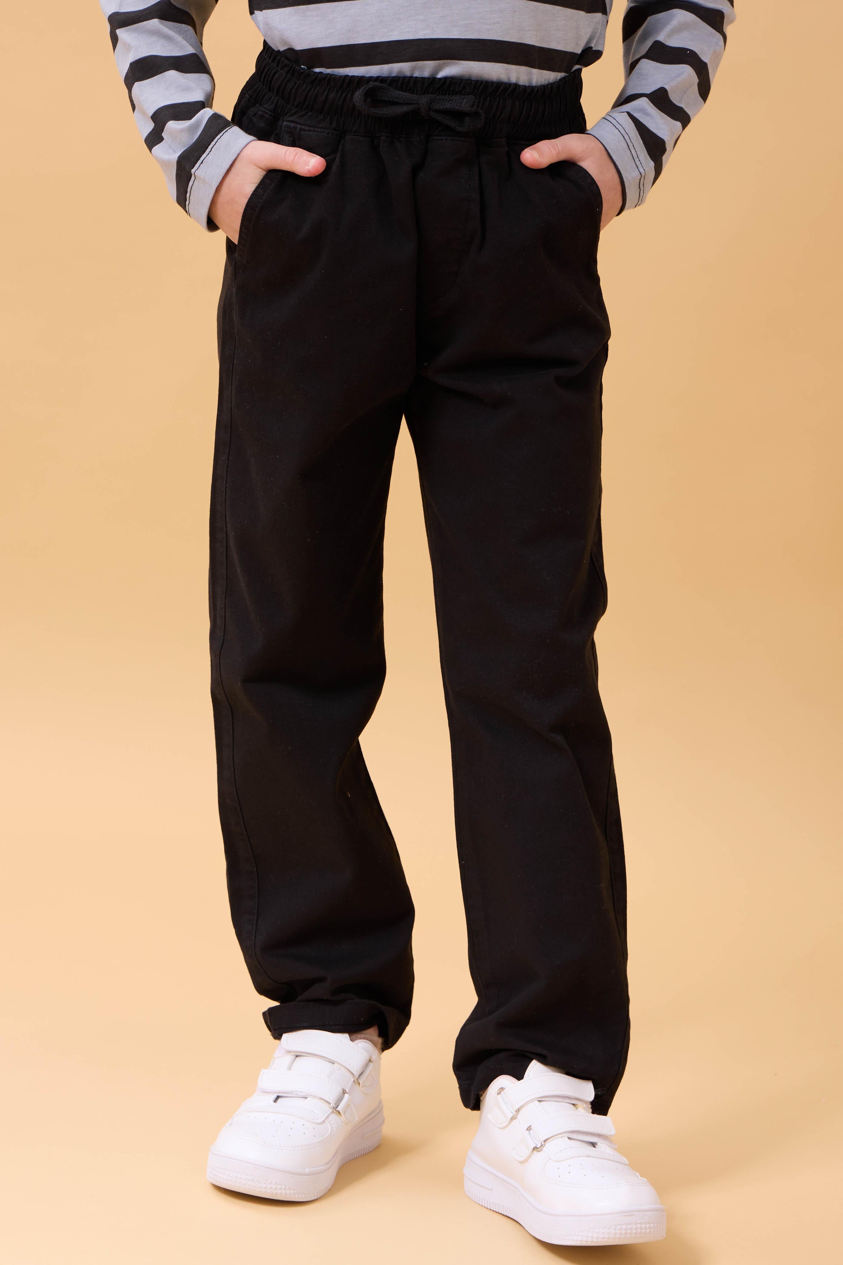 Erkek Çocuk Pamuklu Gabardin Jogger Pantolon Siyah