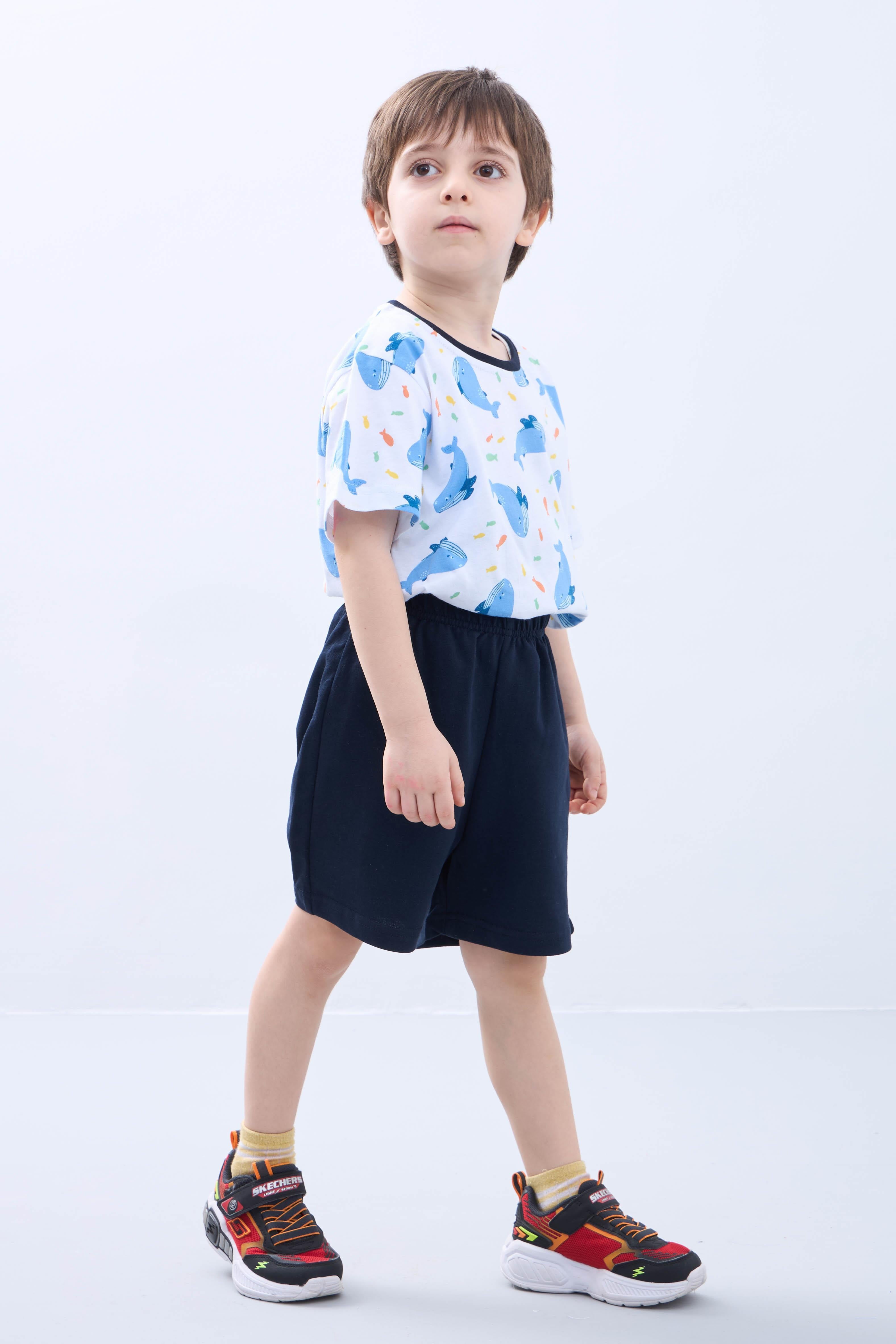 Erkek Çocuk Balina Desenli Şortlu Takım