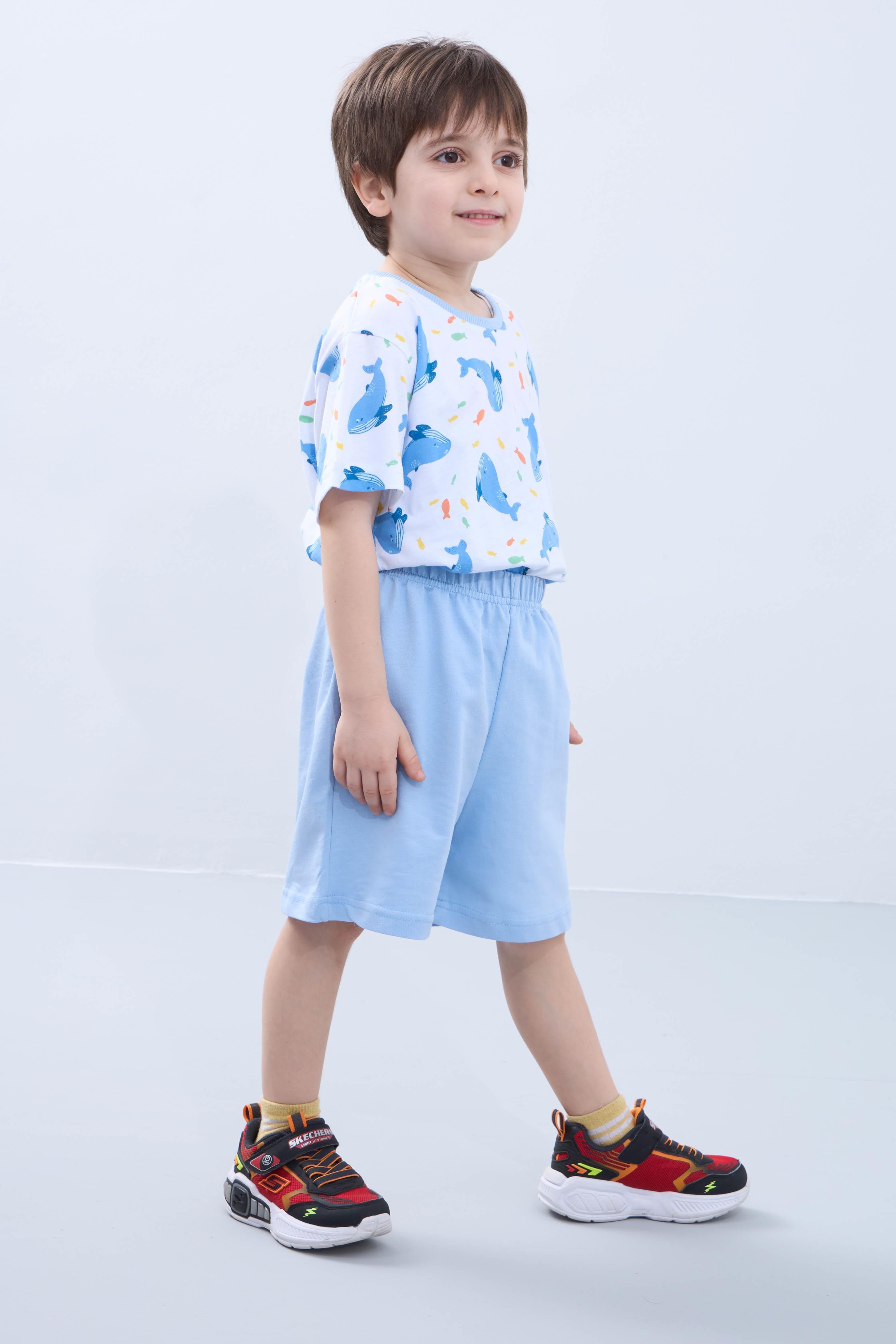 Erkek Çocuk Balina Desenli Şortlu Takım