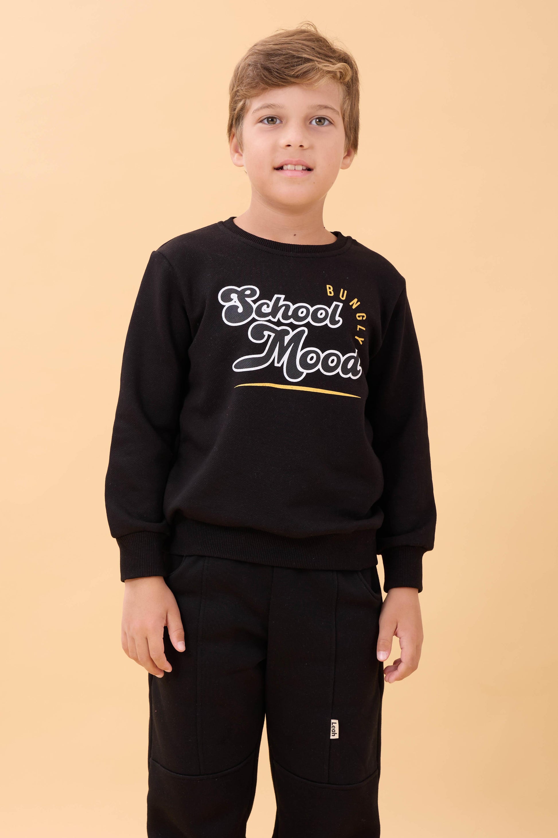Erkek ve Kız Çocuk Okul Baskılı Bisiklet Yaka Mevsimlik Sweatshirt