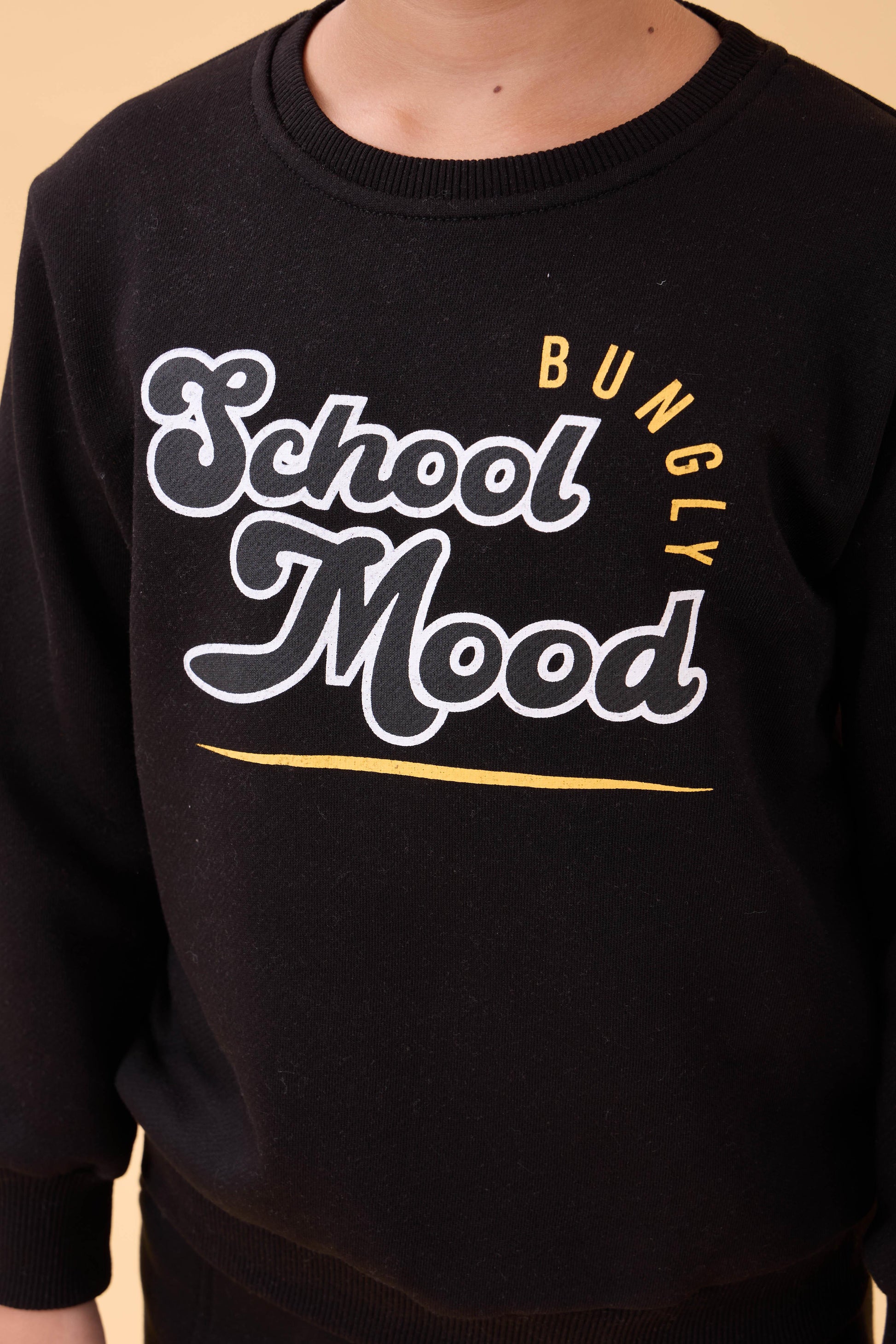 Erkek ve Kız Çocuk Okul Baskılı Bisiklet Yaka Mevsimlik Sweatshirt