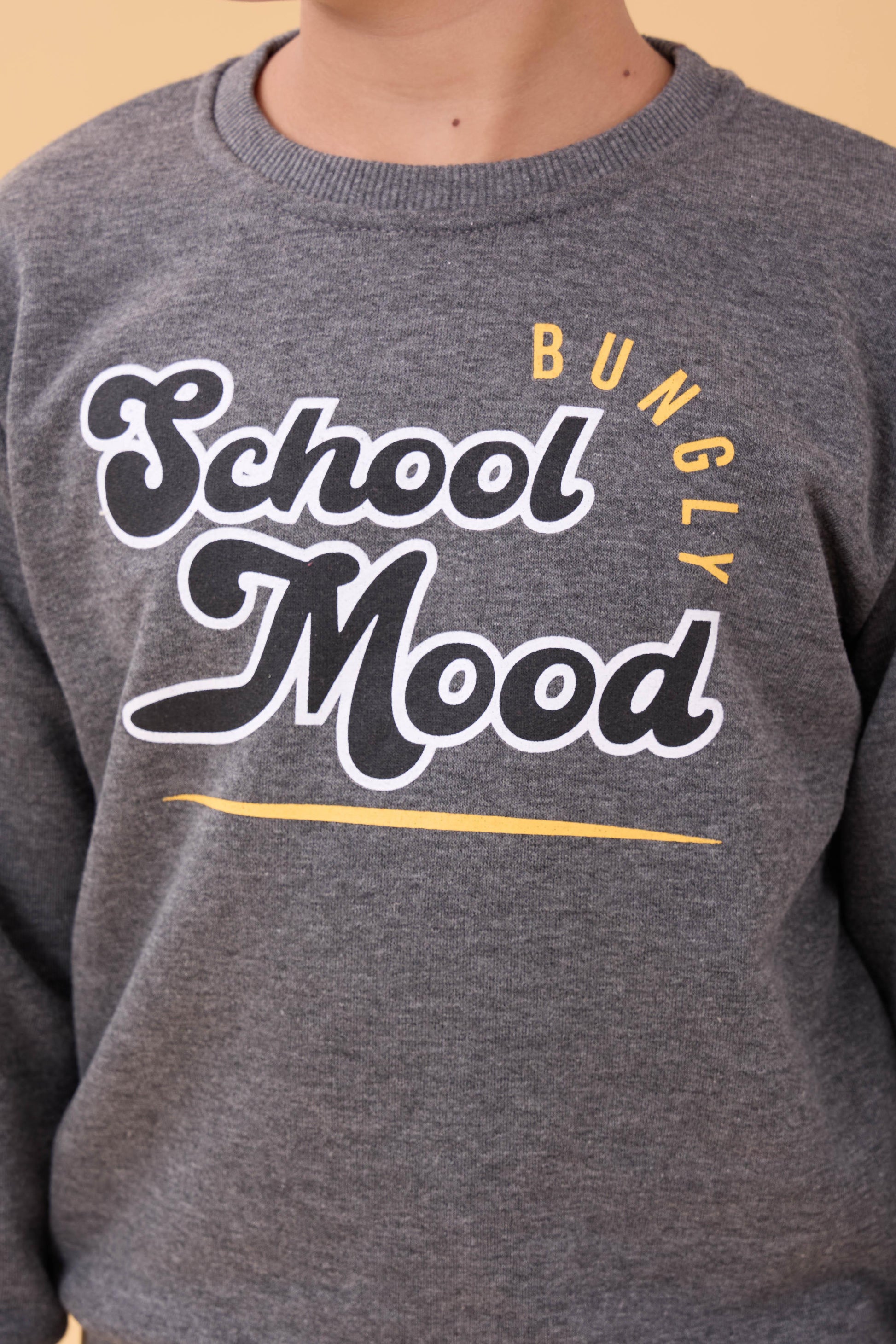 Erkek ve Kız Çocuk Okul Baskılı Bisiklet Yaka Mevsimlik Sweatshirt