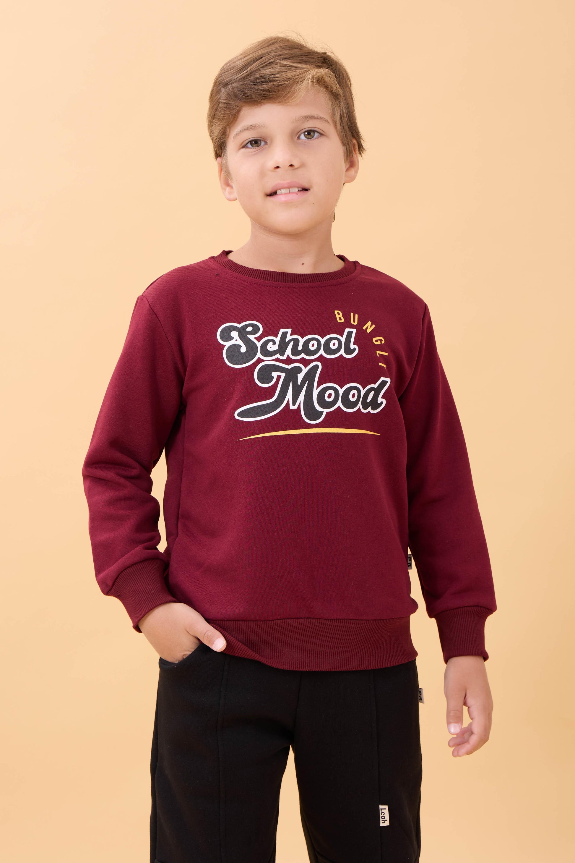 Erkek ve Kız Çocuk Okul Baskılı Bisiklet Yaka Mevsimlik Sweatshirt