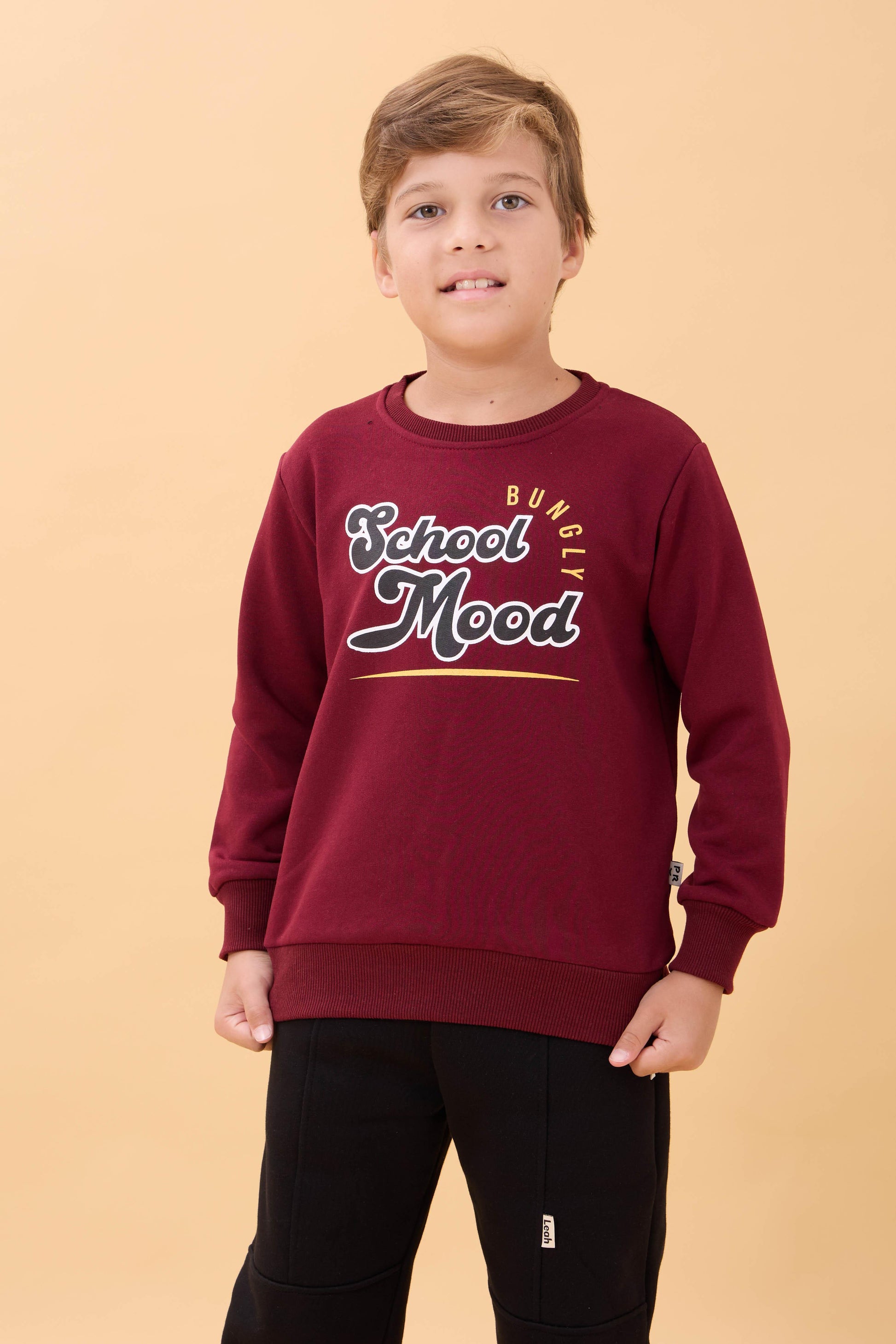Erkek ve Kız Çocuk Okul Baskılı Bisiklet Yaka Mevsimlik Sweatshirt