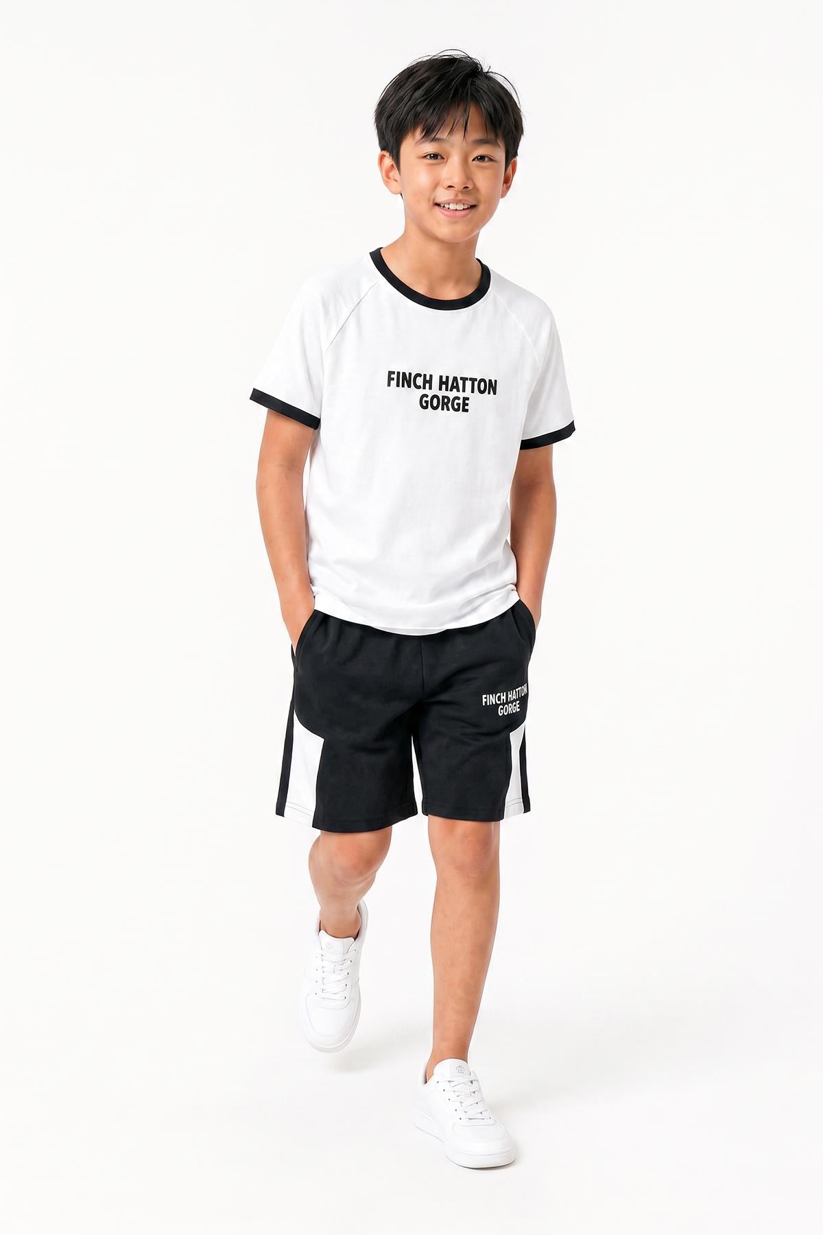 Erkek Çocuk Reglan Kol Baskılı Şortlu Takım