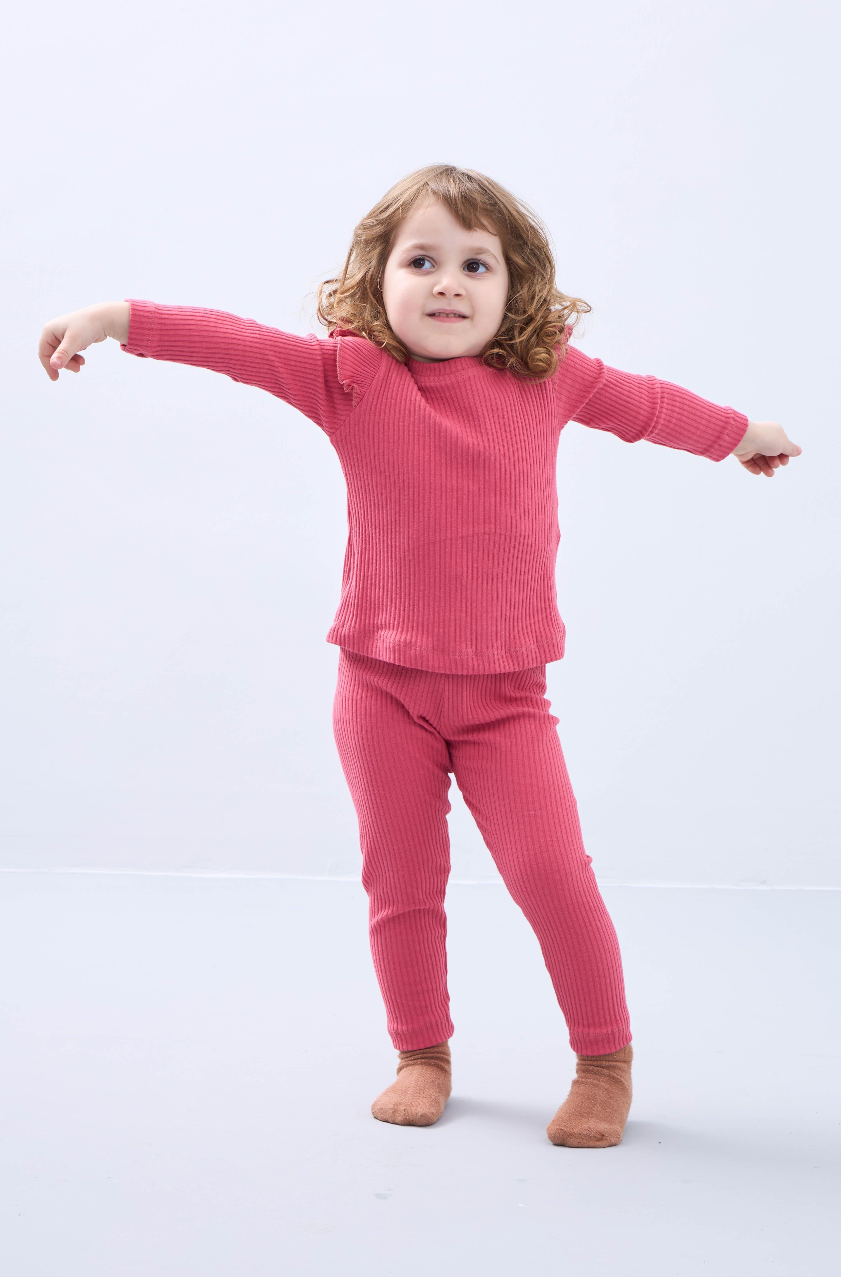 Fırfır Detaylı Pamuklu Üçlü Kız Çocuk Takımı