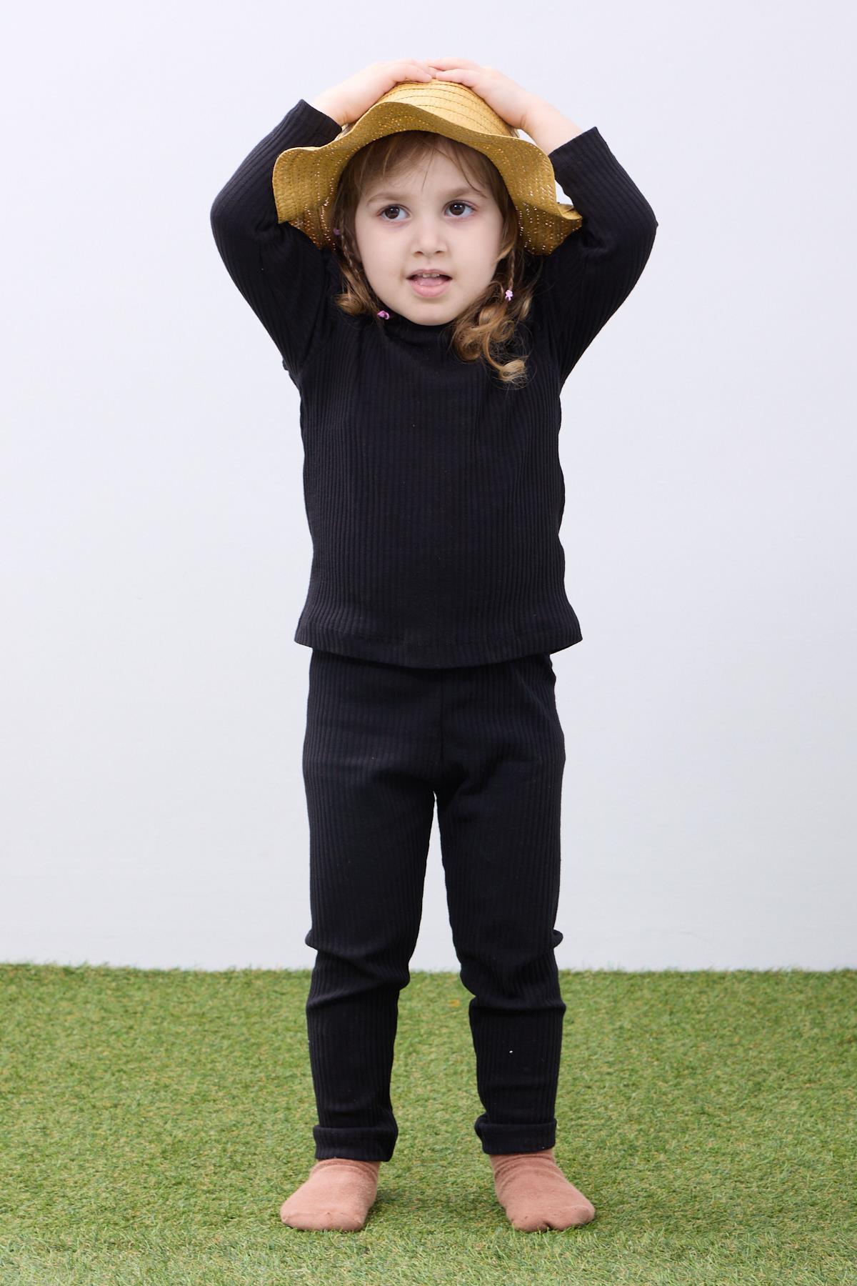 Fırfır Detaylı Pamuklu Üçlü Kız Çocuk Takımı