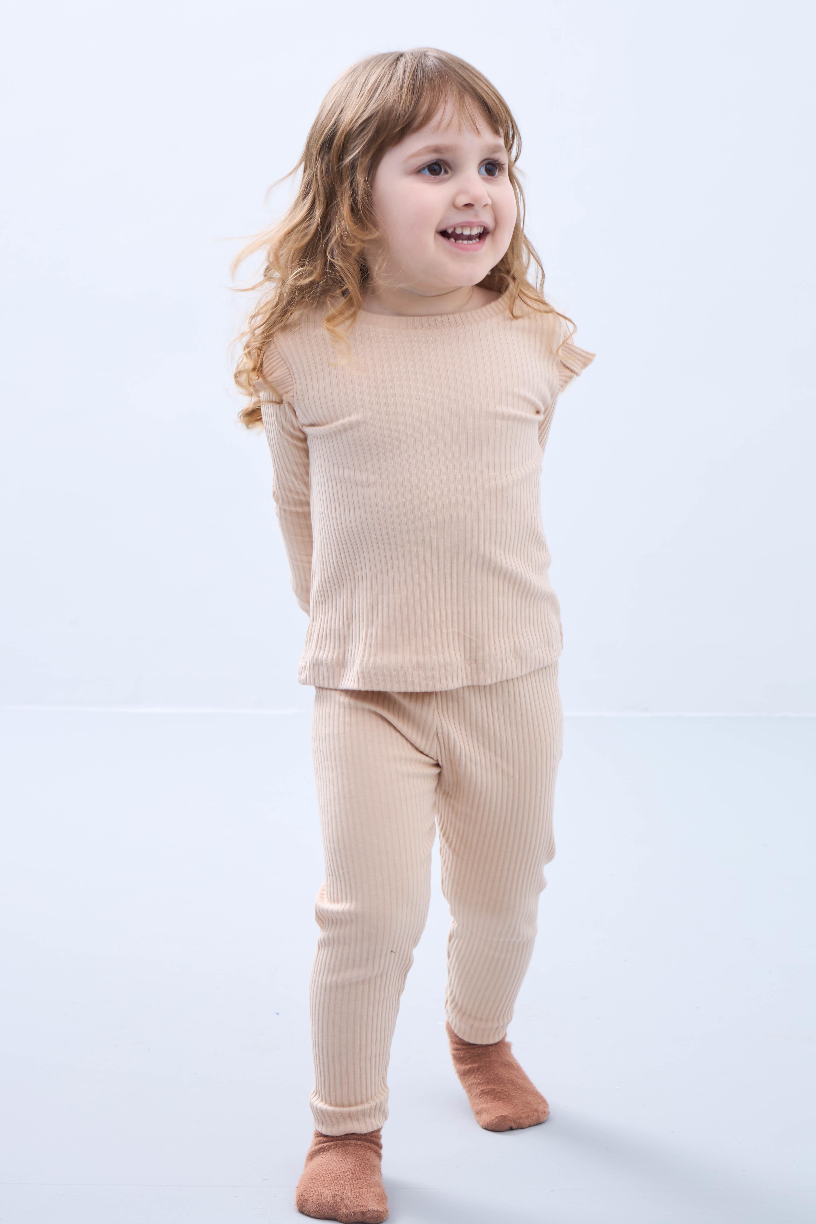 Fırfır Detaylı Pamuklu Üçlü Kız Çocuk Takımı