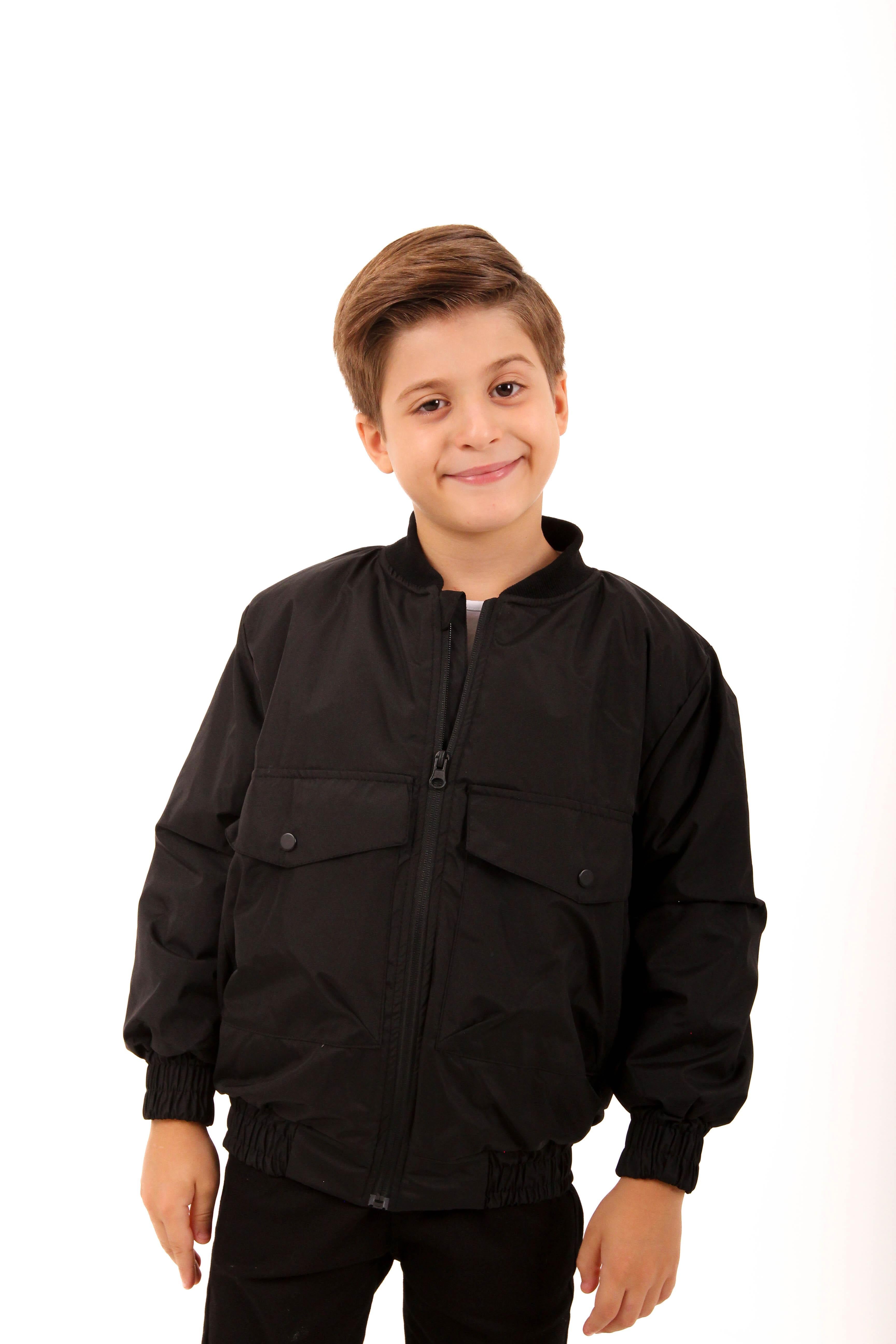 Geniş Cep Detaylı Erkek Çocuk Bomber Ceket
