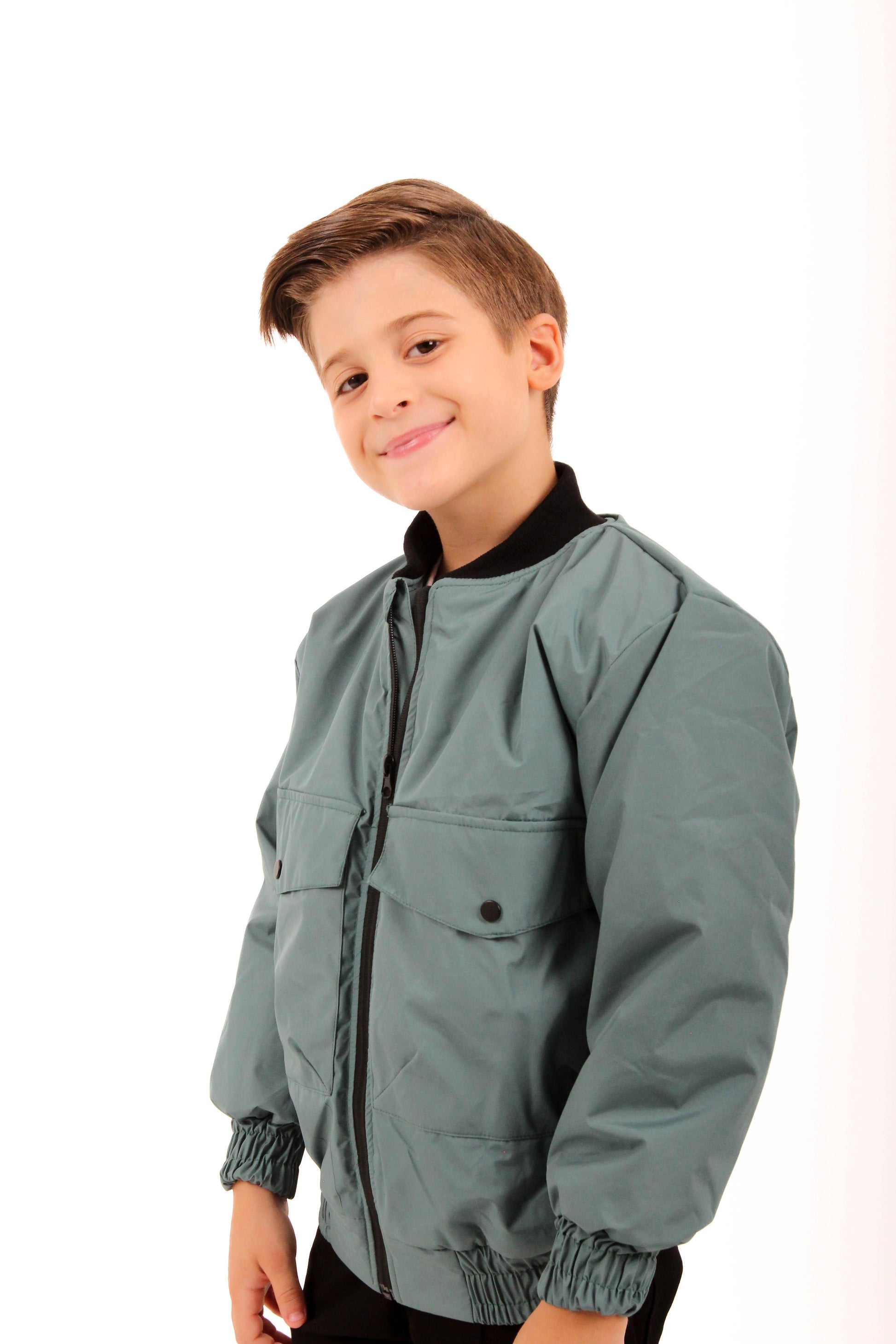 Geniş Cep Detaylı Erkek Çocuk Bomber Ceket