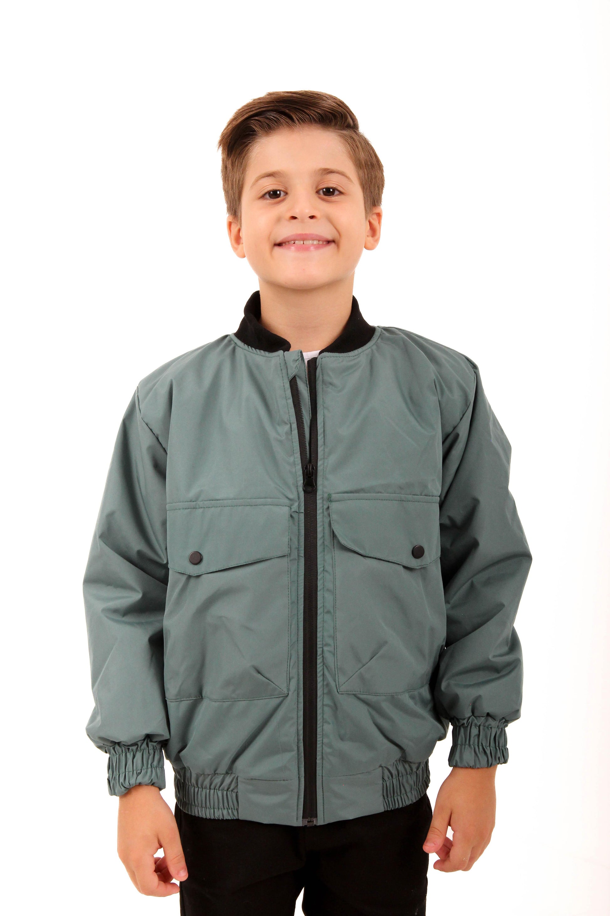 Geniş Cep Detaylı Erkek Çocuk Bomber Ceket