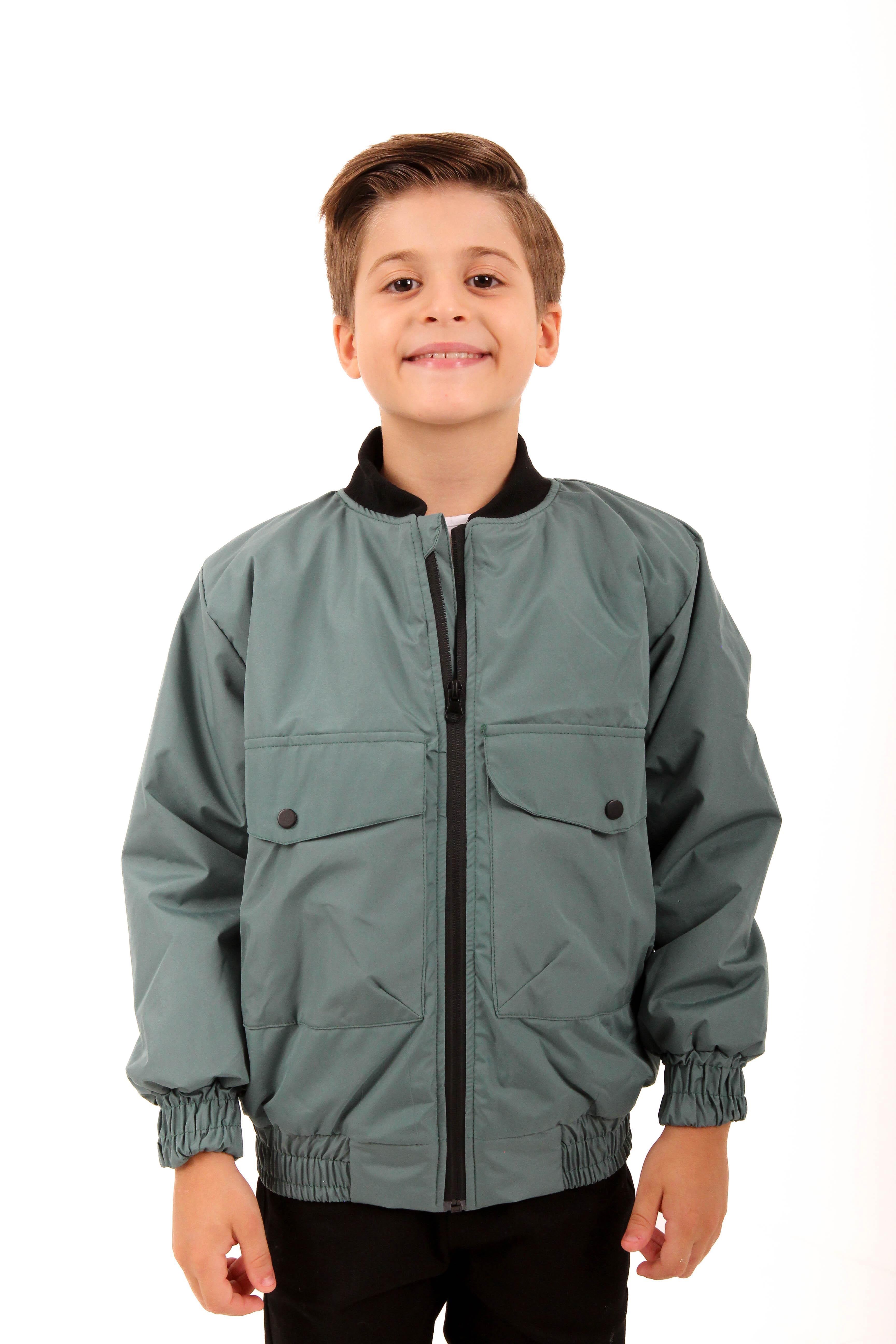 Geniş Cep Detaylı Erkek Çocuk Bomber Ceket