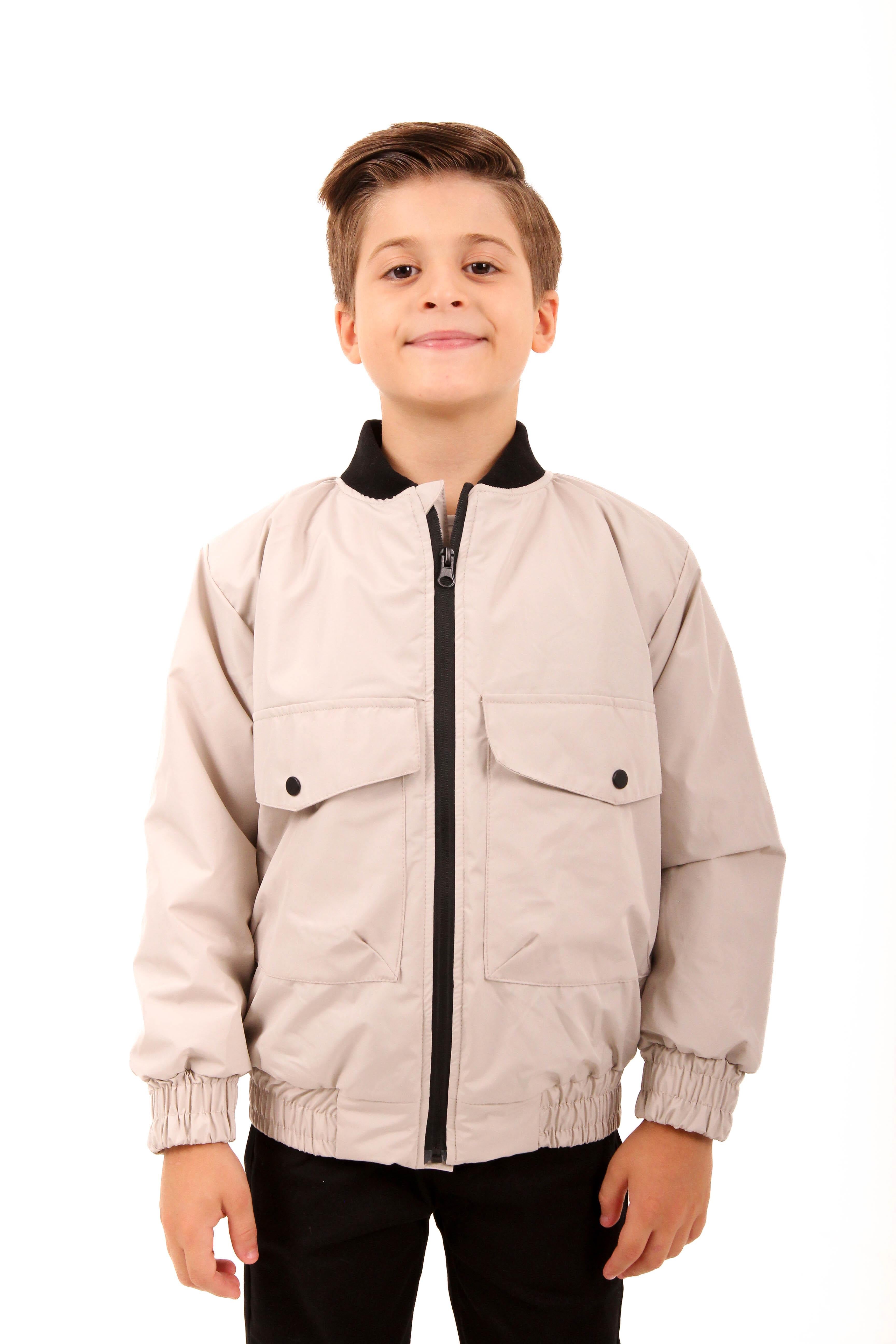 Geniş Cep Detaylı Erkek Çocuk Bomber Ceket