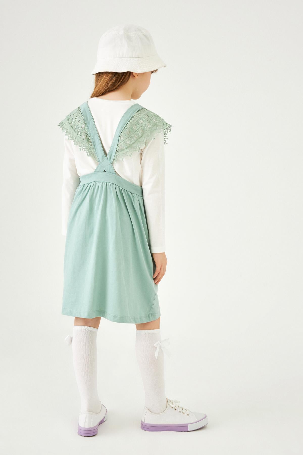 Güpür Detaylı Sade Penye Kız Çocuk Jile Elbise