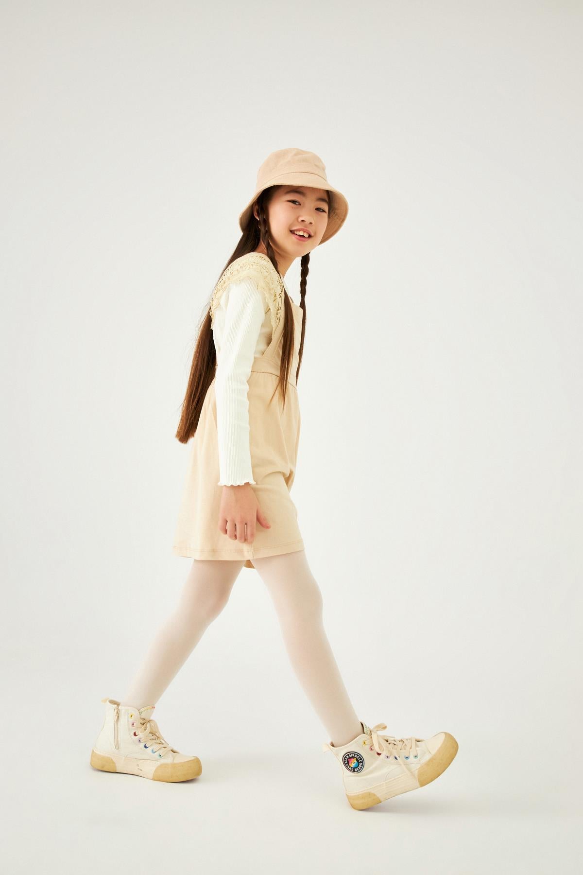 Güpür Detaylı Sade Penye Kız Çocuk Jile Elbise