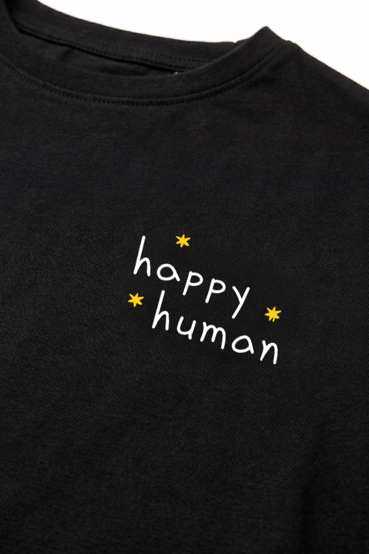 Kız Çocuk Happy Human Baskılı Taytlı Takım