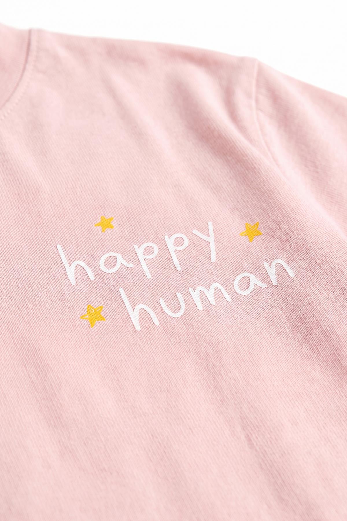 Kız Çocuk Happy Human Baskılı Taytlı Takım
