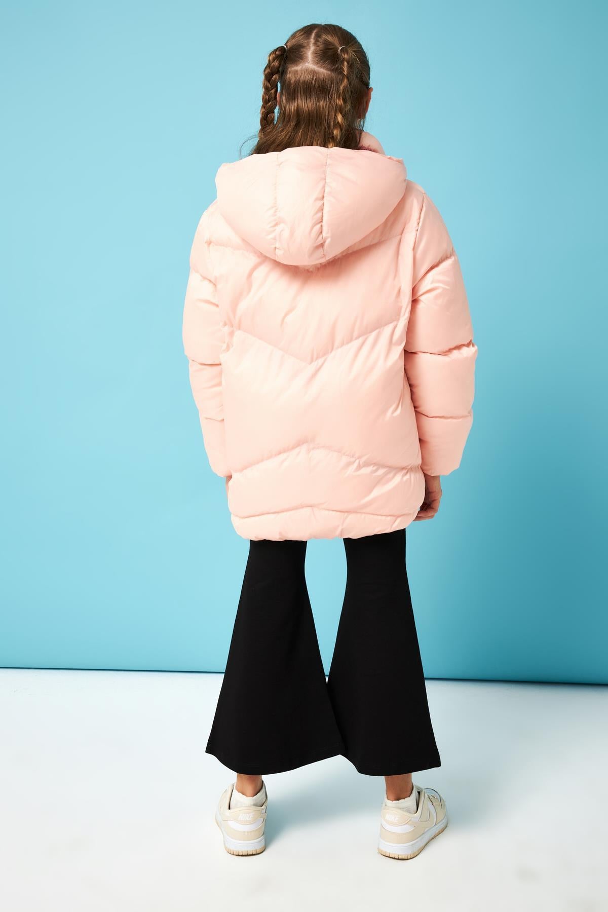 İçi Peluş Kürklü Kız Çocuk Şişme Mont