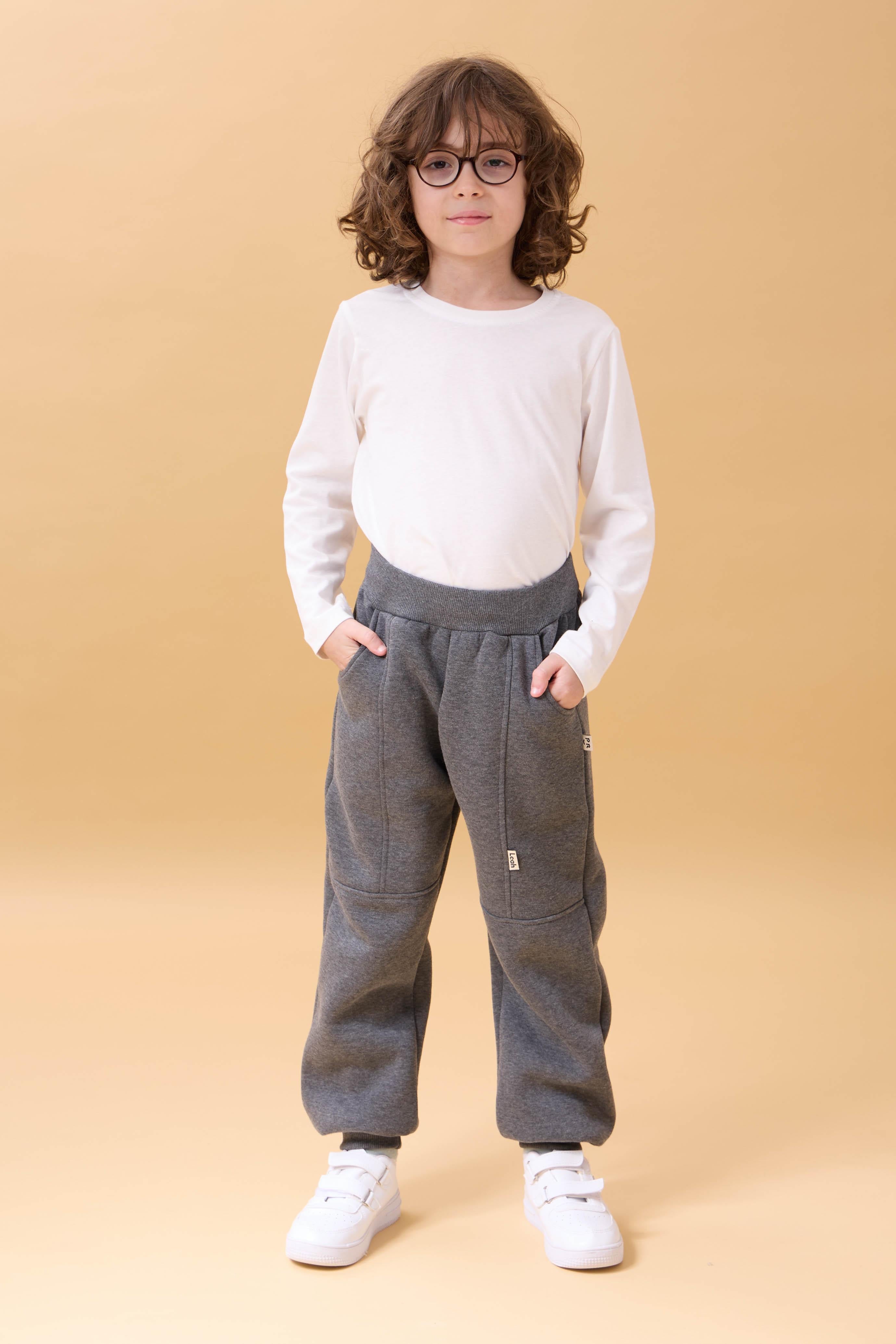 Kalın Jogger Cepli Unisex Çocuk Eşofman Altı Antrasit