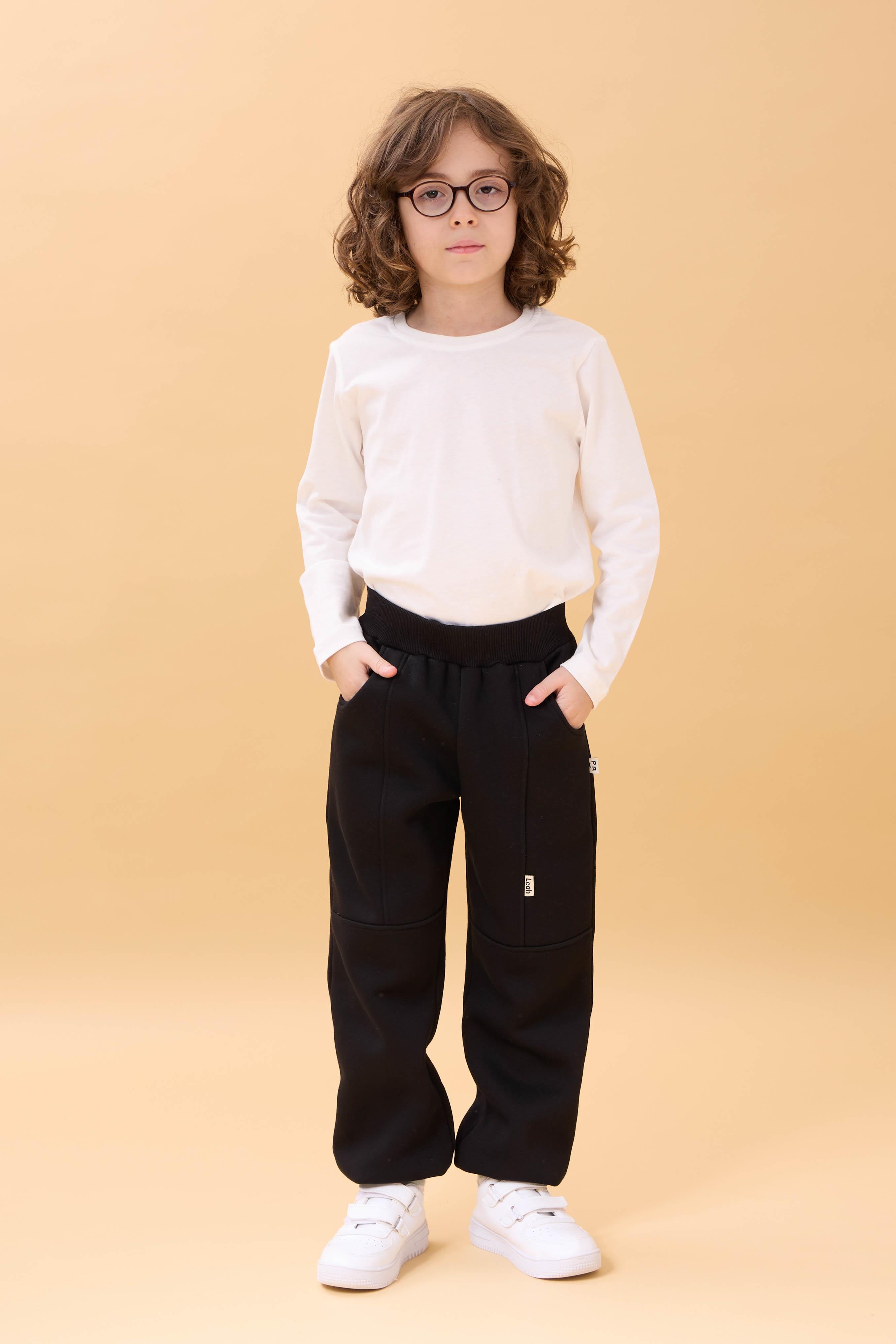 Kalın Jogger Cepli Unisex Çocuk Eşofman Altı Siyah