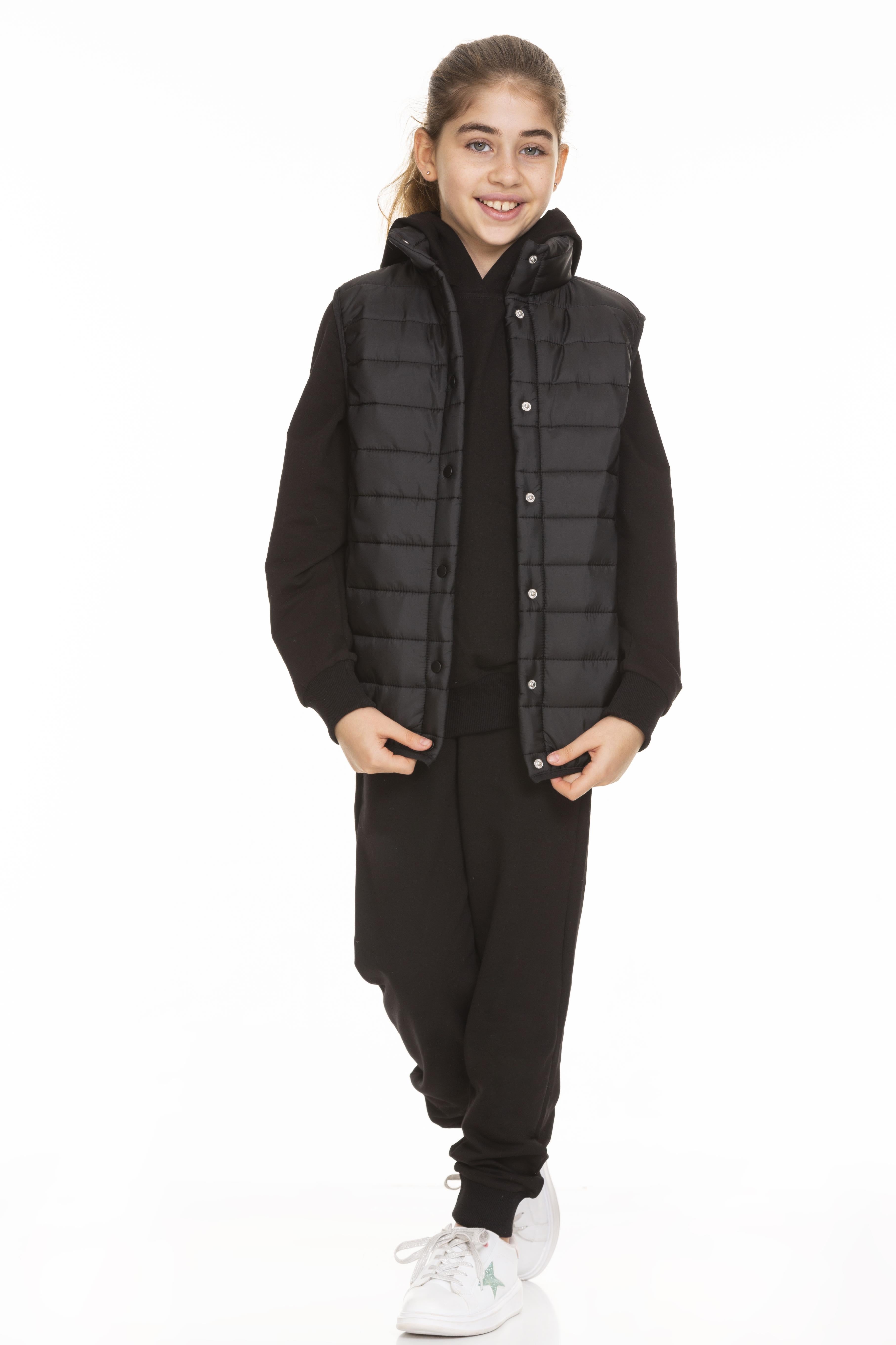 Kapitone Yelekli Kapüşonlu Üçlü Unisex Takım