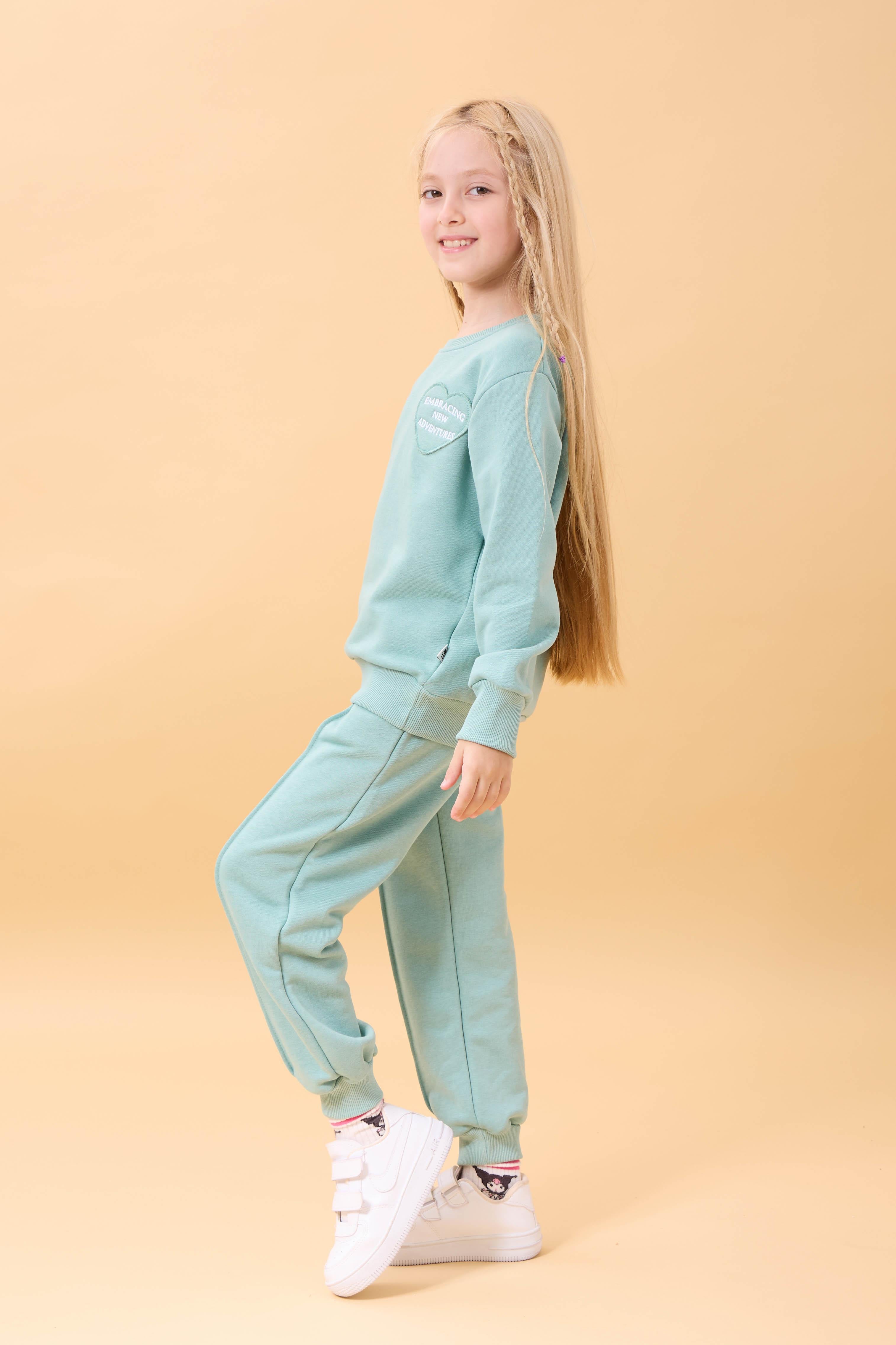 Kız Çocuk Basic Kalp Aplike Mevsimlik Alt Üst Takım