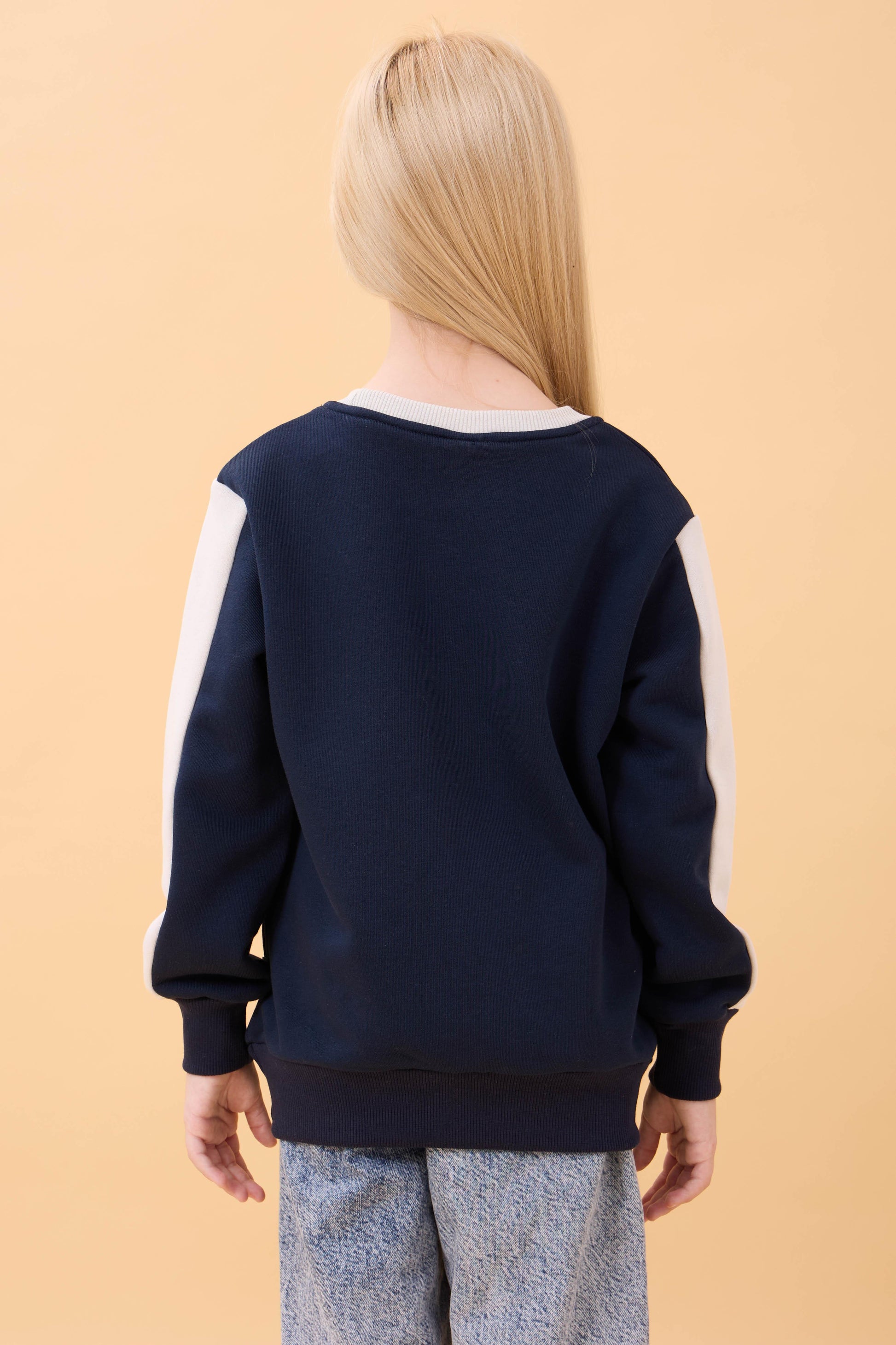 Kız Çocuk Baskılı Bisiklet Yaka Mevsimlik Sweatshirt