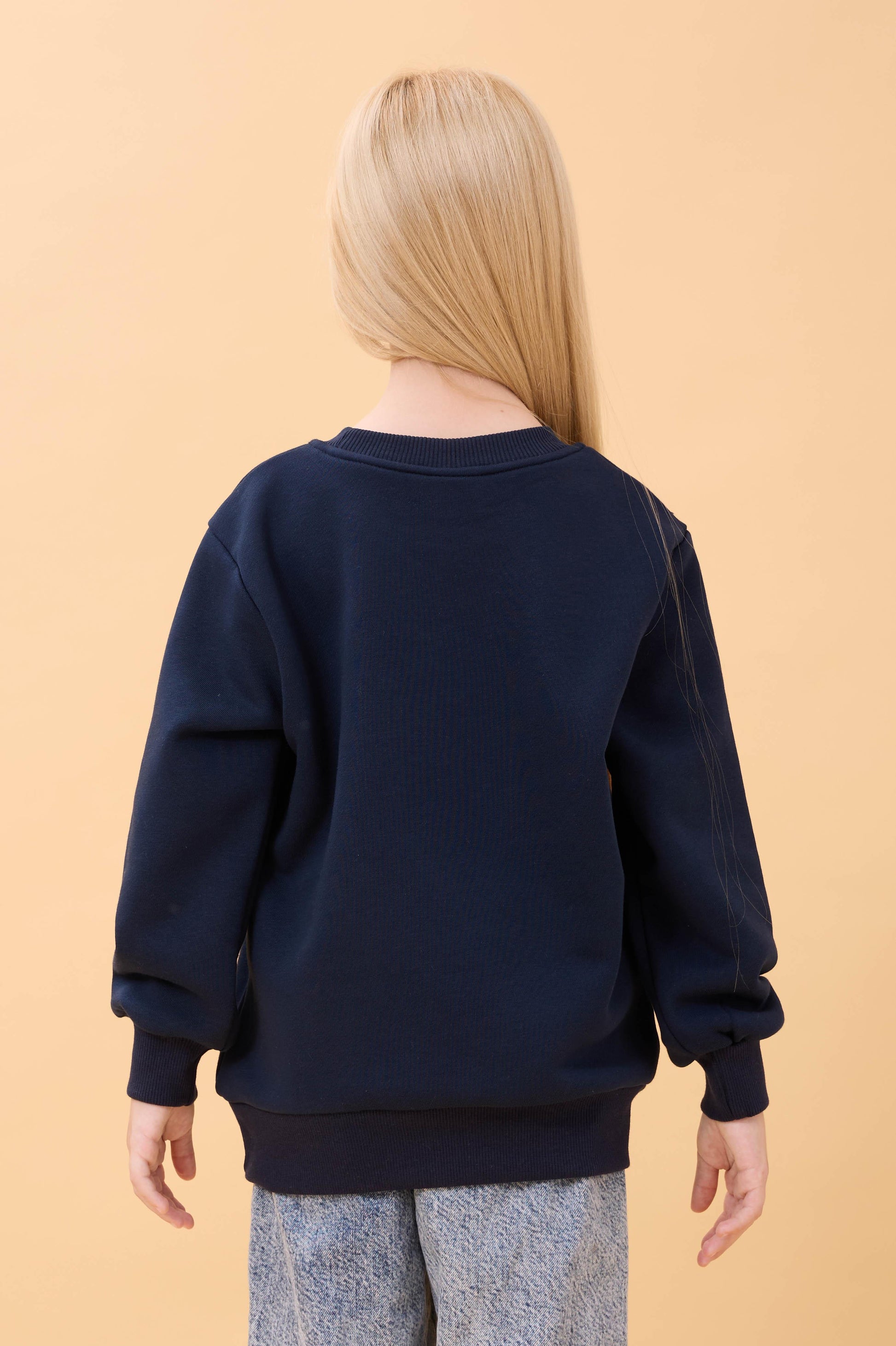 Kız Çocuk Baskılı Bisiklet Yaka Mevsimlik Sweatshirt