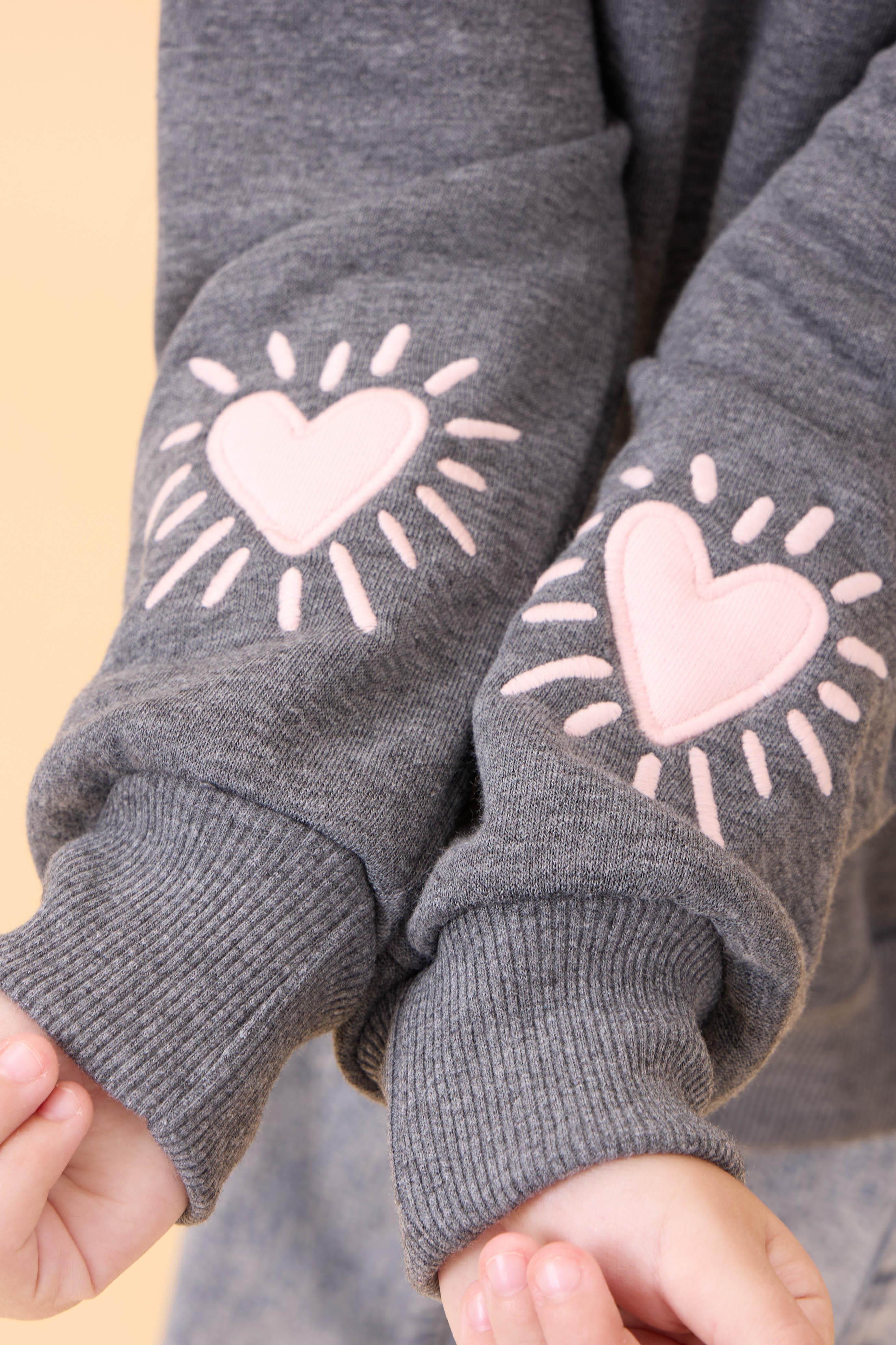 Kız Çocuk Baskılı Bisiklet Yaka Mevsimlik Sweatshirt Antrasit