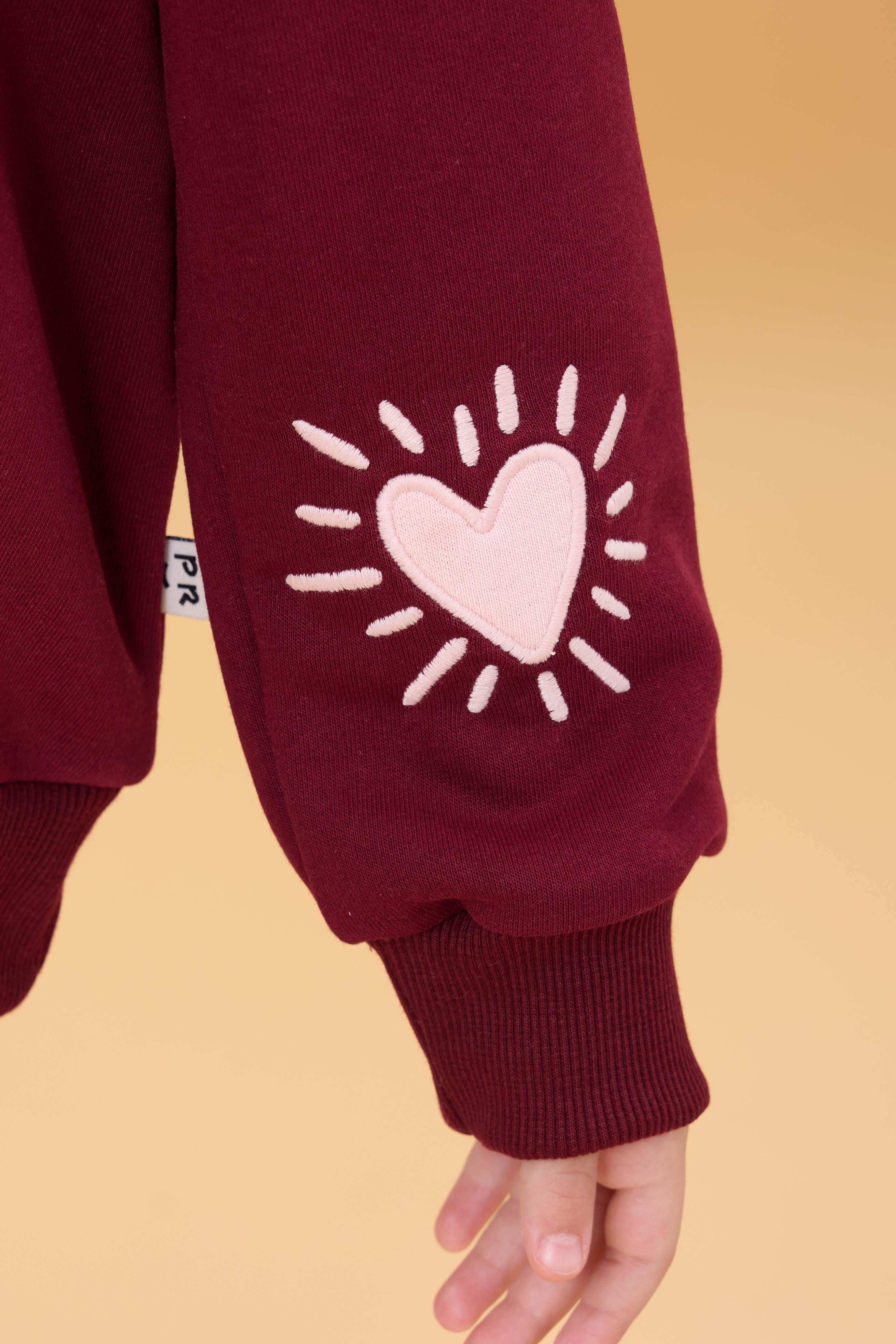 Kız Çocuk Baskılı Bisiklet Yaka Mevsimlik Sweatshirt Bordo