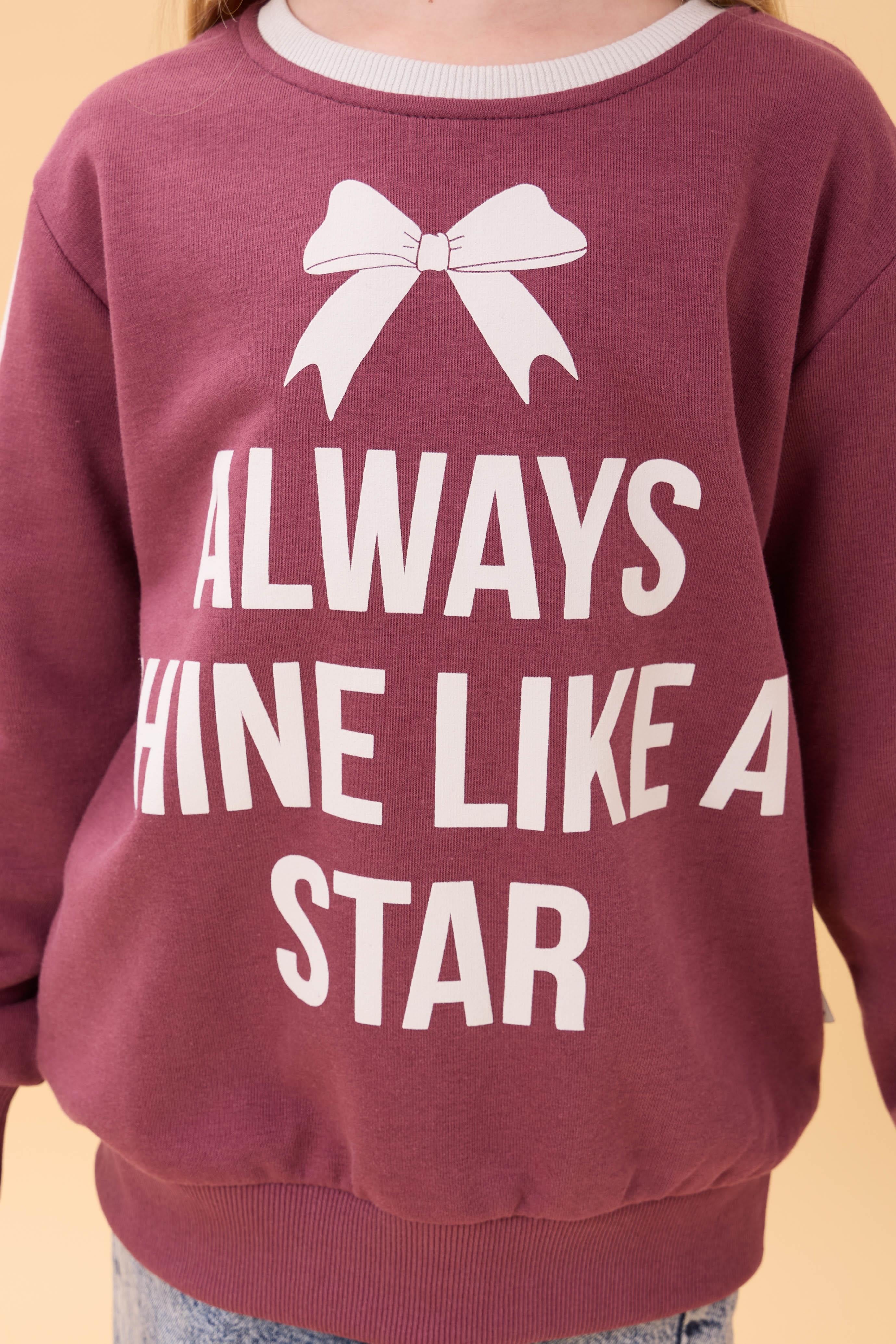 Kız Çocuk Baskılı Bisiklet Yaka Mevsimlik Sweatshirt Gülkurusu