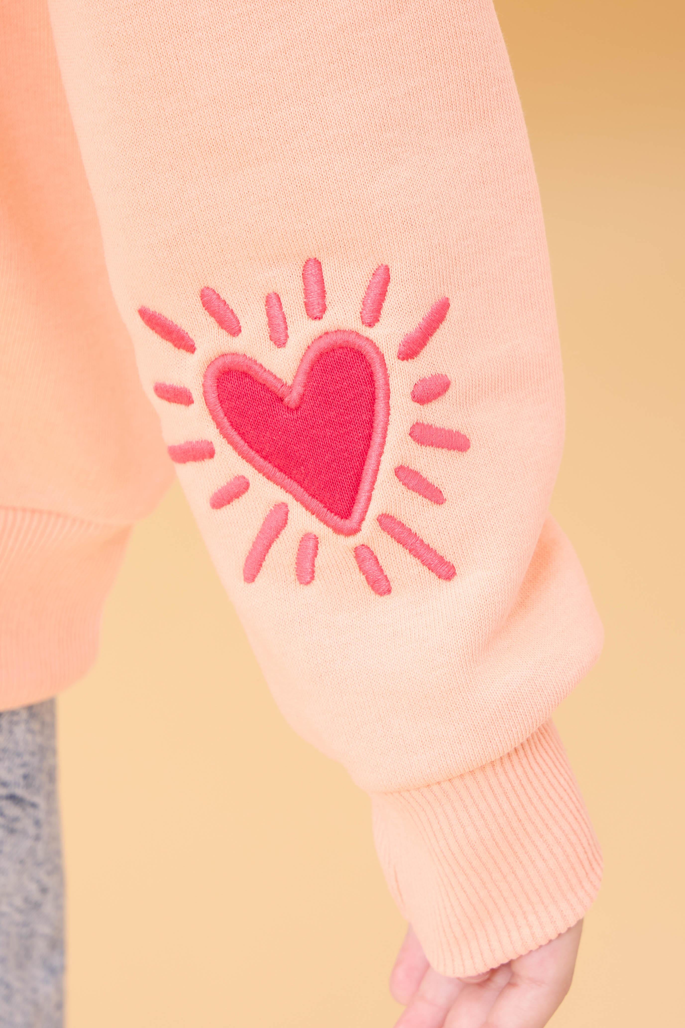 Kız Çocuk Baskılı Bisiklet Yaka Mevsimlik Sweatshirt Somon