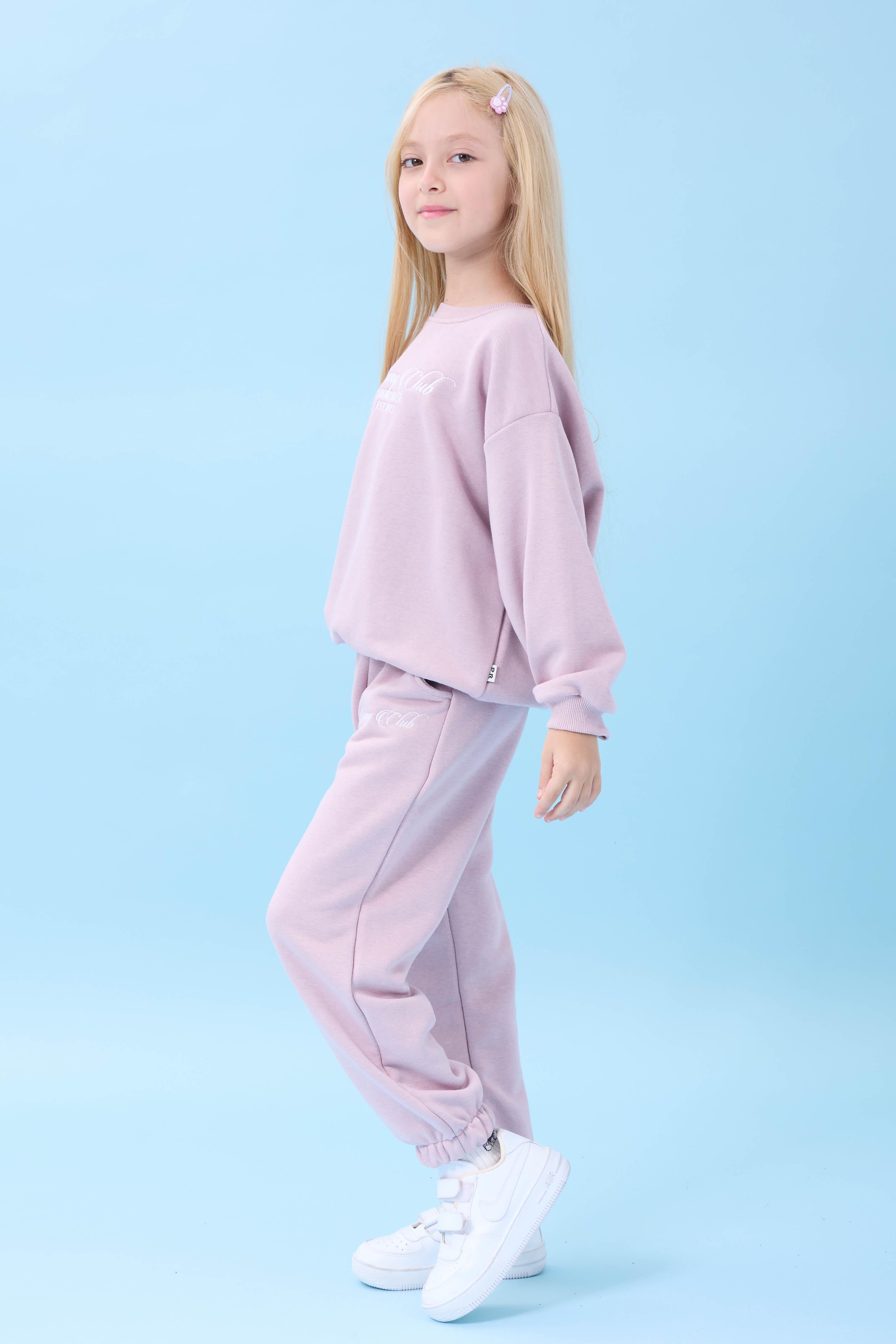 Kız Çocuk Dreamy Nakışlı Bisiklet Yaka Mevsimlik Alt Üst Takım Açık Gül Rengi