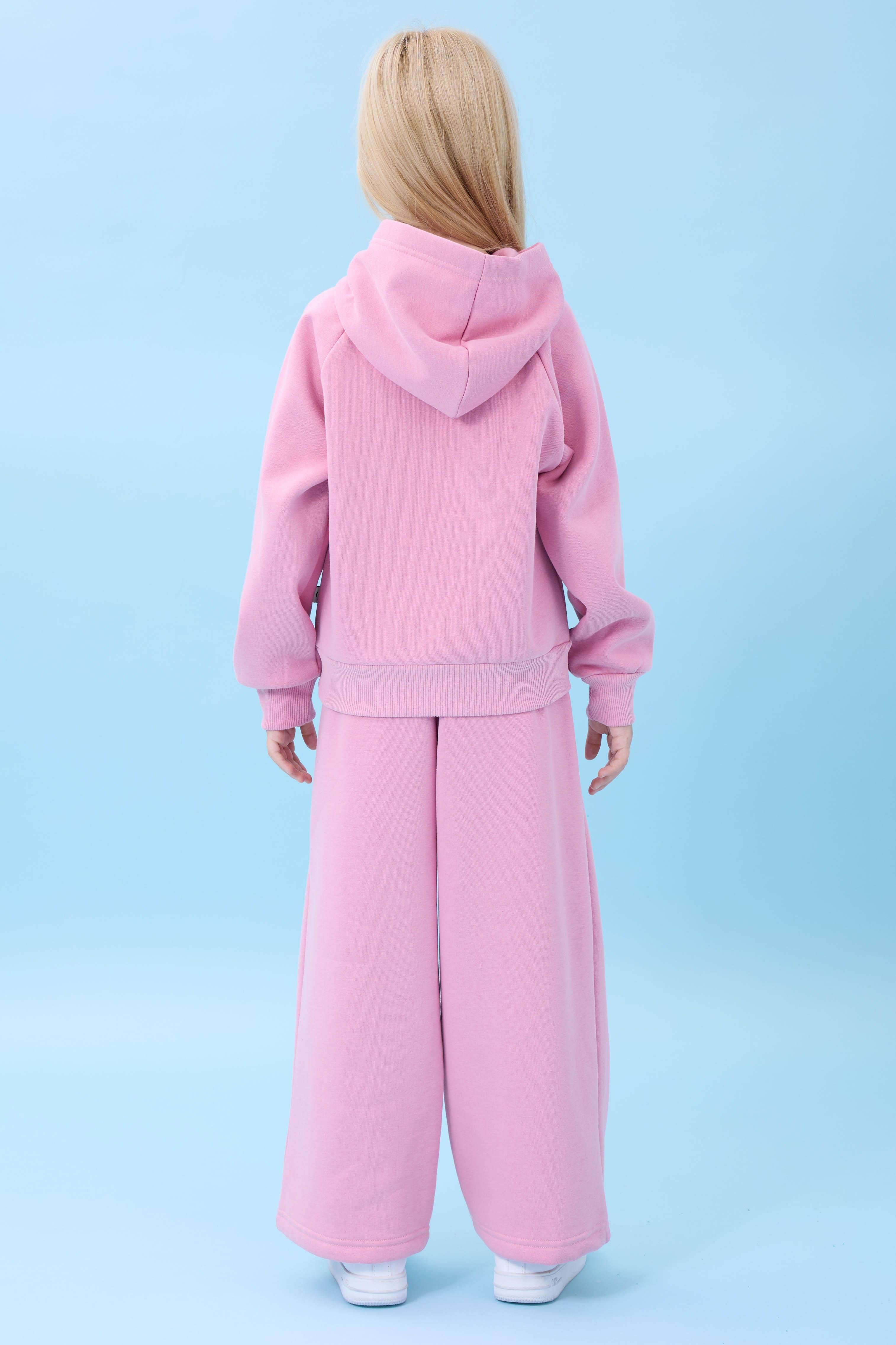 Kız Çocuk Kapüşonlu İçi Polarlı Kedi Nakışlı Şardonlu Kışlık Takım