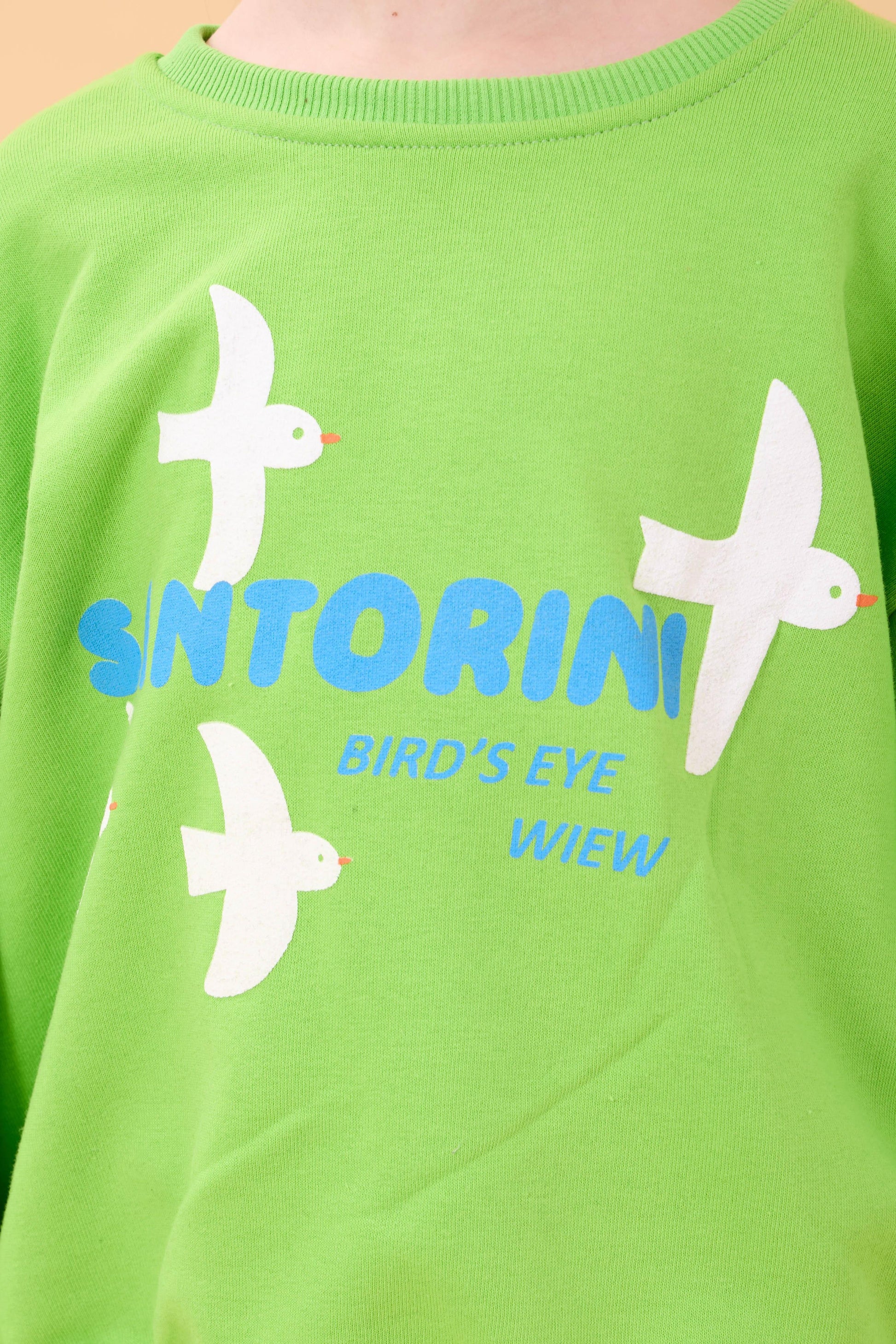 Kız Çocuk Oversize Santorini Baskılı Mevsimlik Sweatshirt