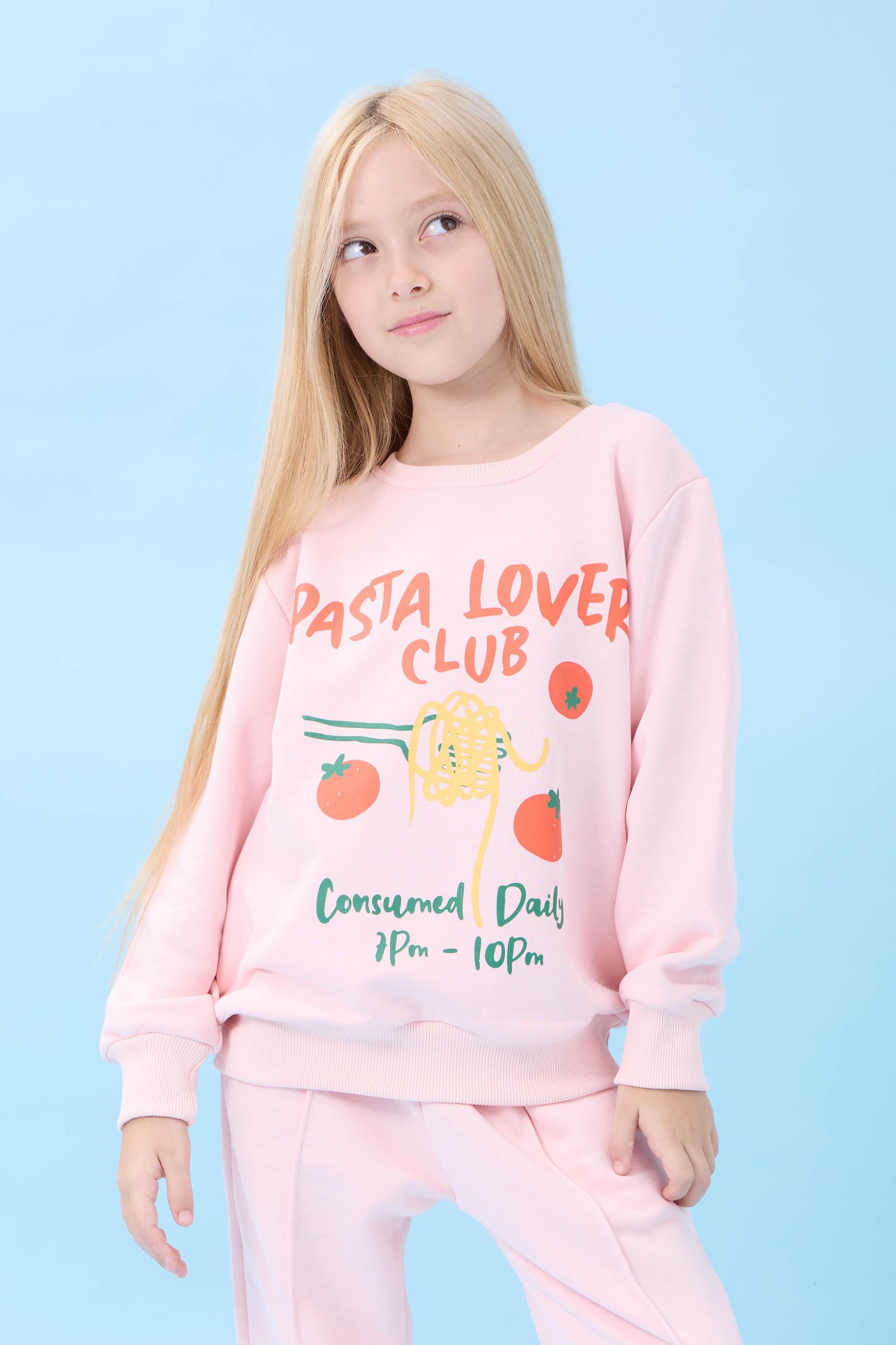 Kız Çocuk Pasta Baskılı Mevsimlik Alt Üst Takım Pudra