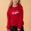 Kız Çocuk Bisiklet Yaka Fiyonk Nakışlı Sweatshirt