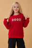 Kız Çocuk Bisiklet Yaka Kurabiye Nakışlı Sweatshirt