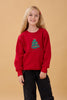Kız Çocuk Bisiklet Yaka Nakış Detaylı Kışlık Sweatshirt