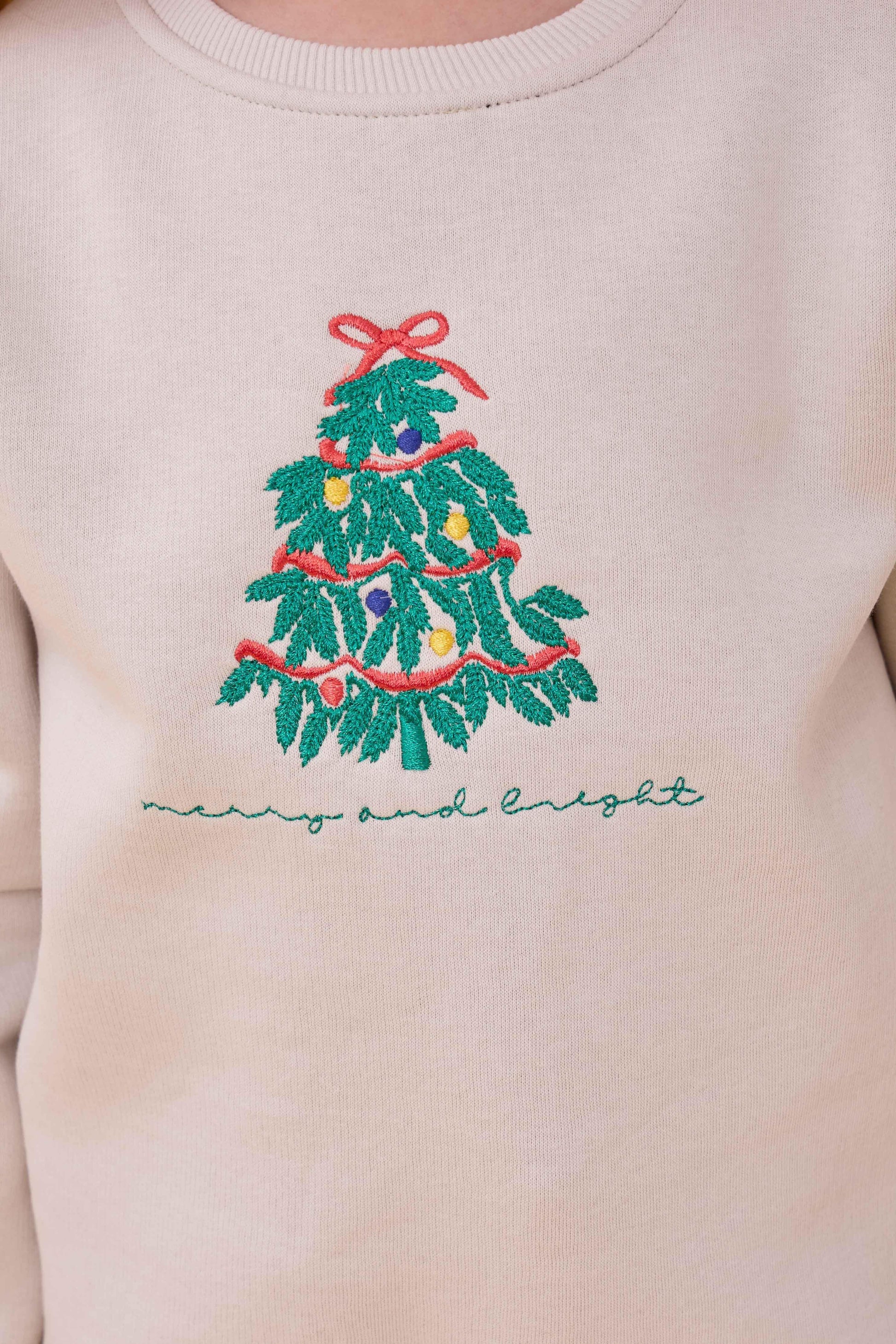 Kız Çocuk Bisiklet Yaka Nakış Detaylı Kışlık Sweatshirt