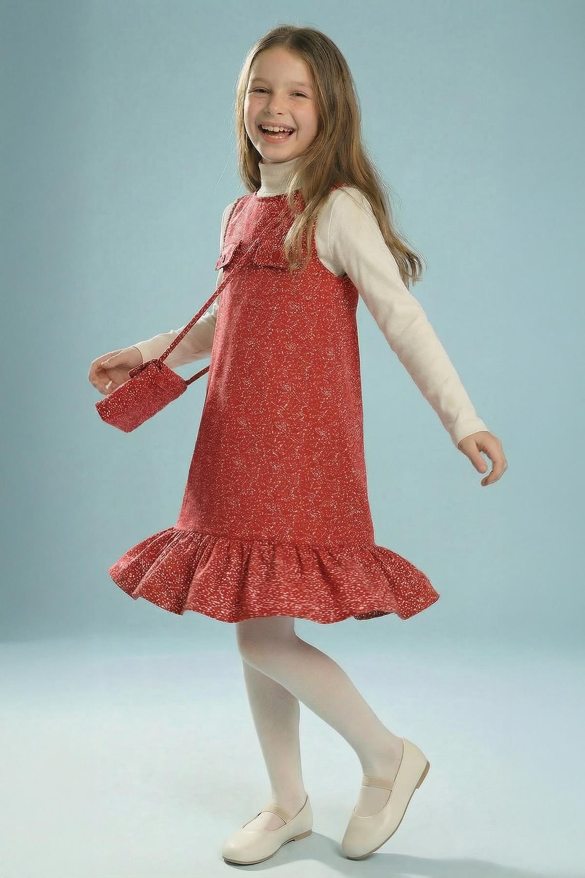 Kız Çocuk Çantalı Jile Elbise ve Badi