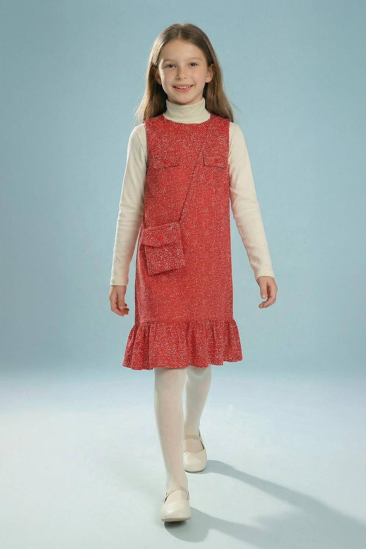 Kız Çocuk Çantalı Jile Elbise ve Badi