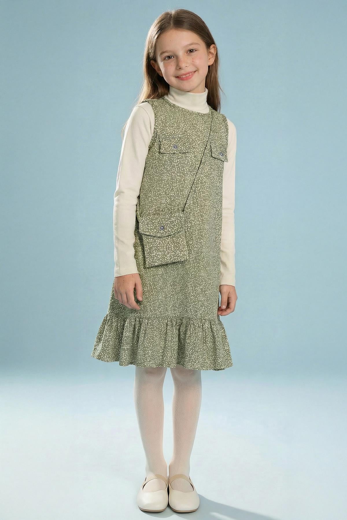 Kız Çocuk Çantalı Jile Elbise ve Badi