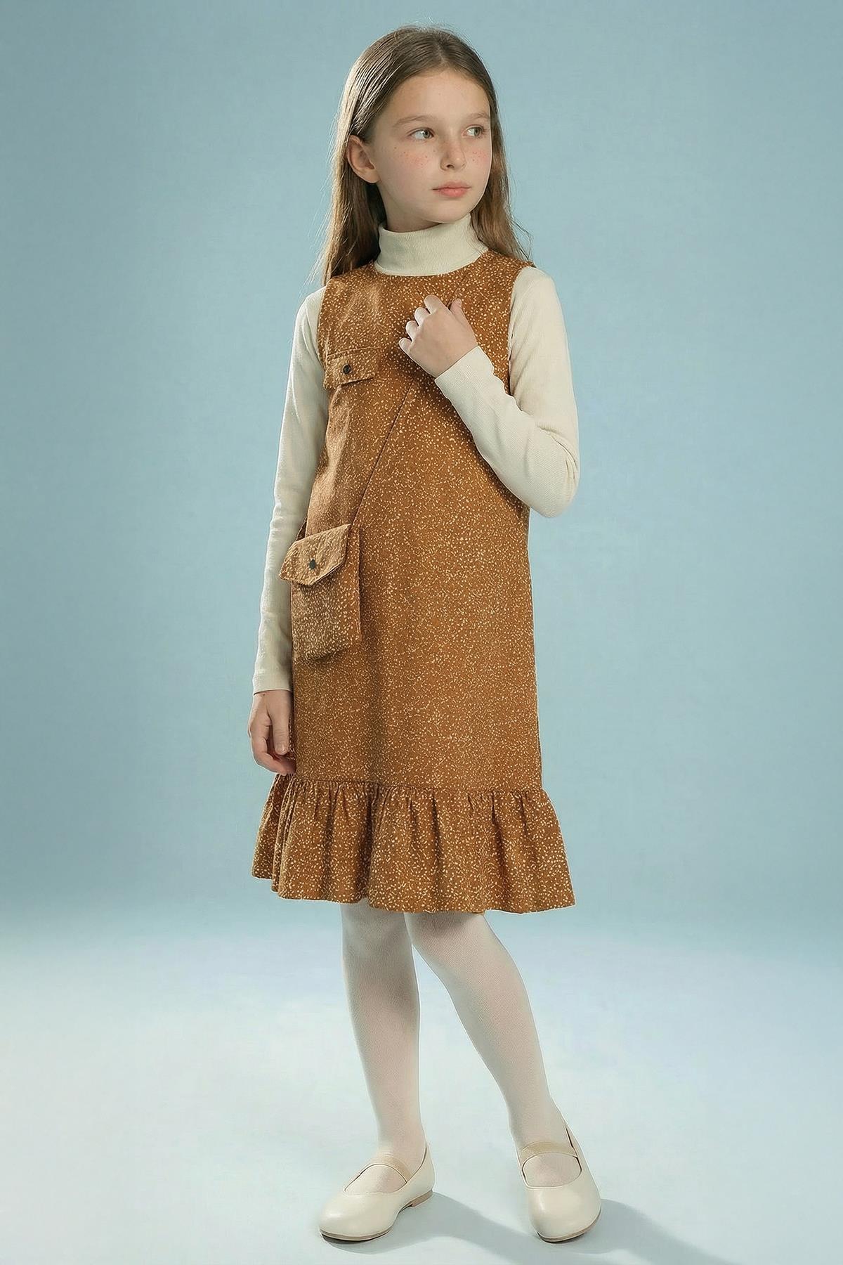 Kız Çocuk Çantalı Jile Elbise ve Badi