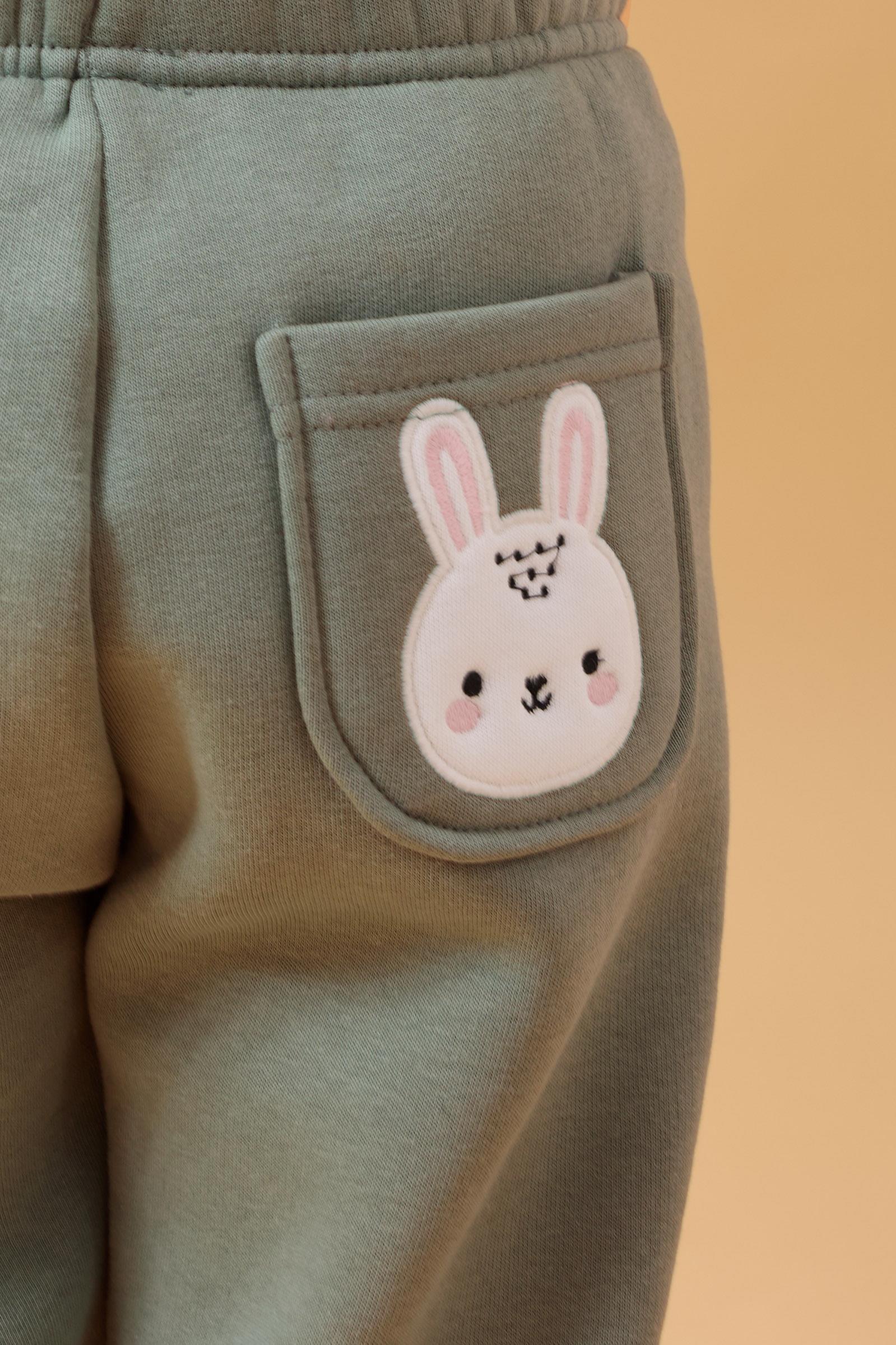 Kız Çocuk Cep Nakışlı Sevimli Hayvanlar 2'li Eşofman Altı