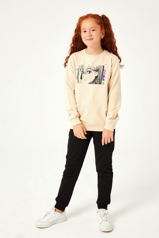 City Of Baskılı Kız Çocuk Sweatshirt Taş