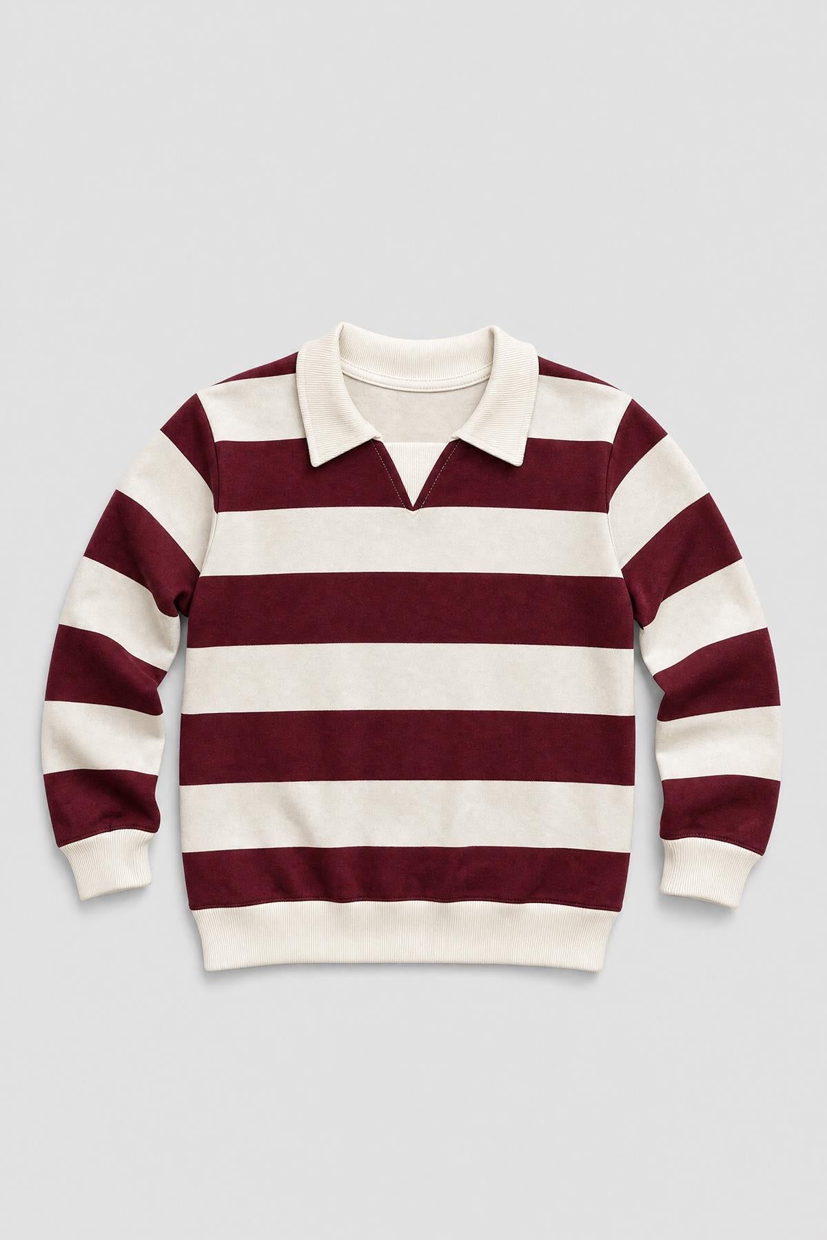 Kız Çocuk Çizgili Sweatshirt ve Geniş Paça Eşofman Takımı