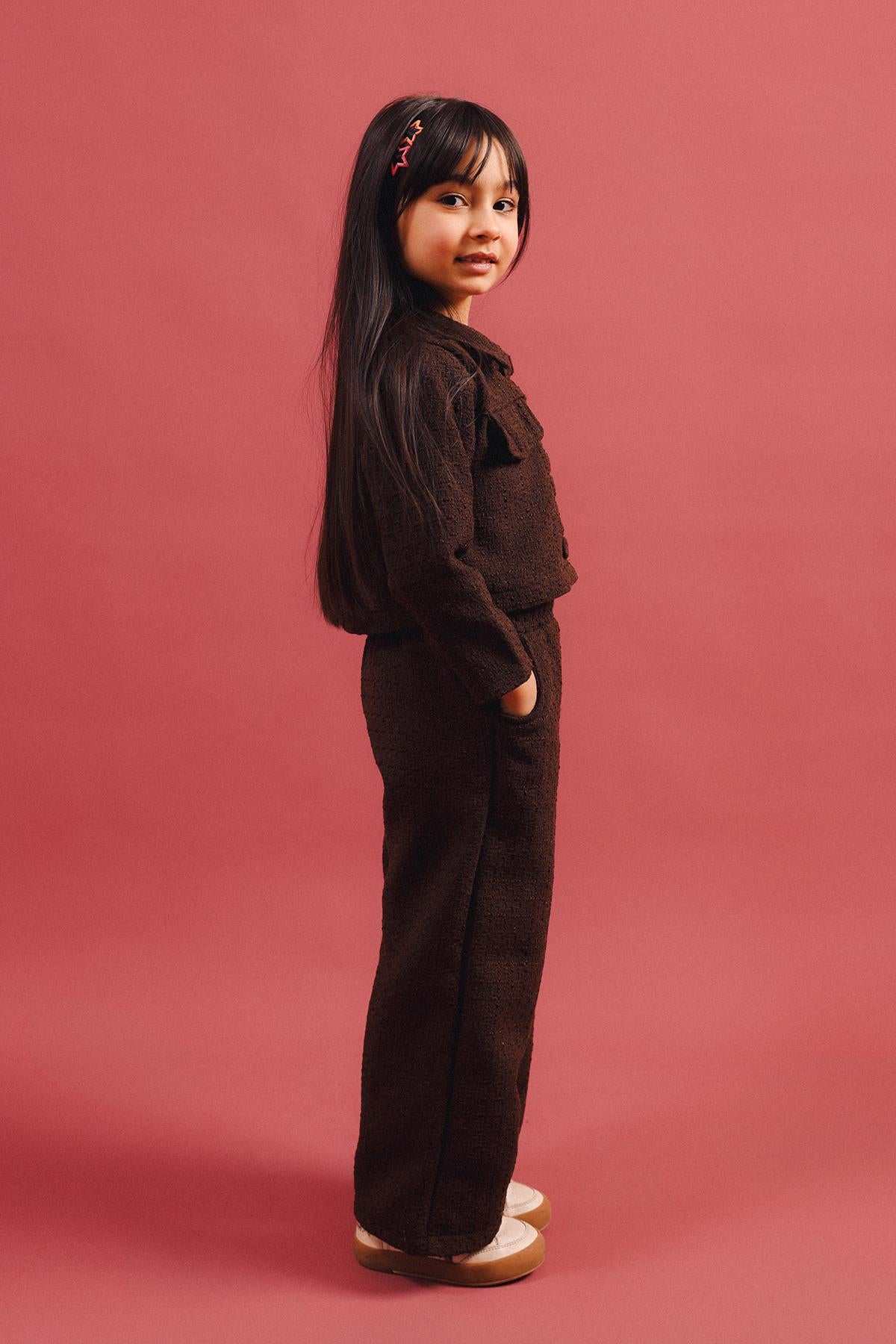 Kız Çocuk Düğmeli Ceket Pantolon 2’li Takım – Özel Gün Kombini