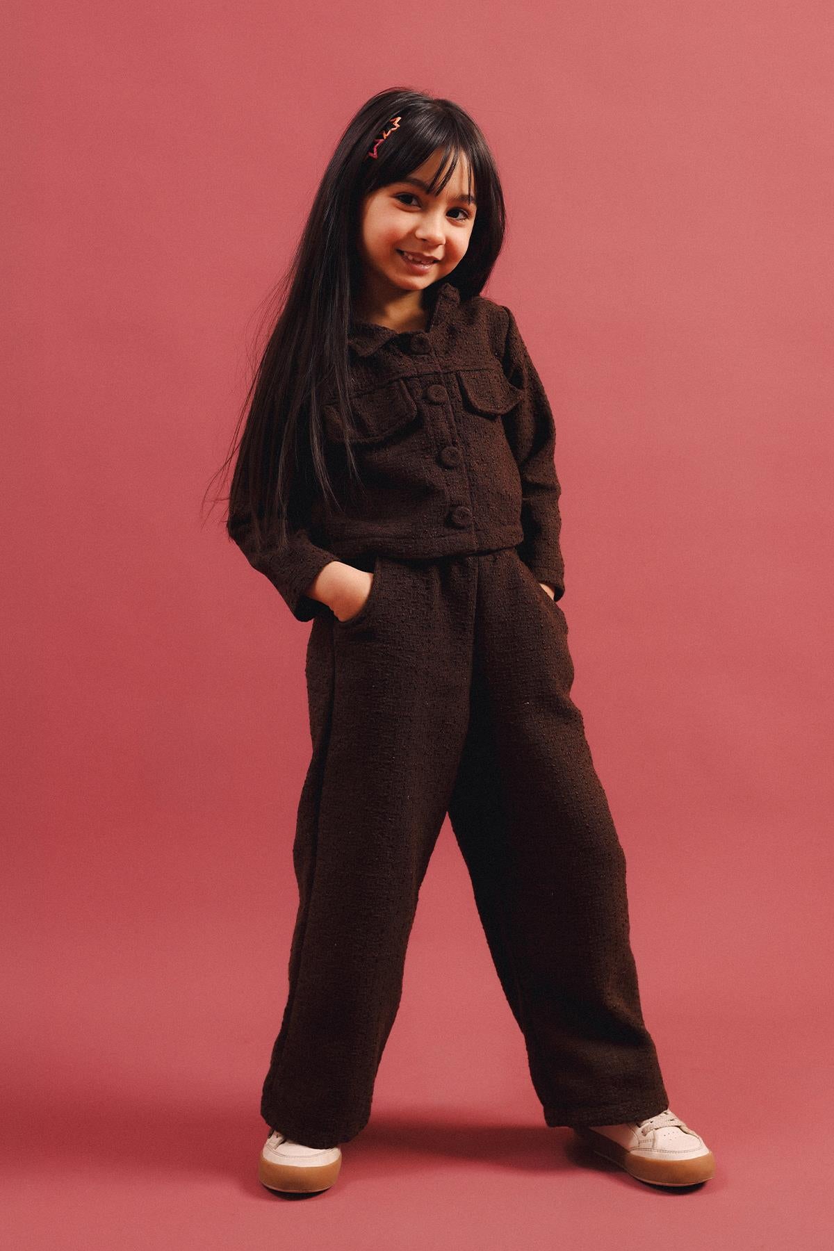 Kız Çocuk Düğmeli Ceket Pantolon 2’li Takım – Özel Gün Kombini